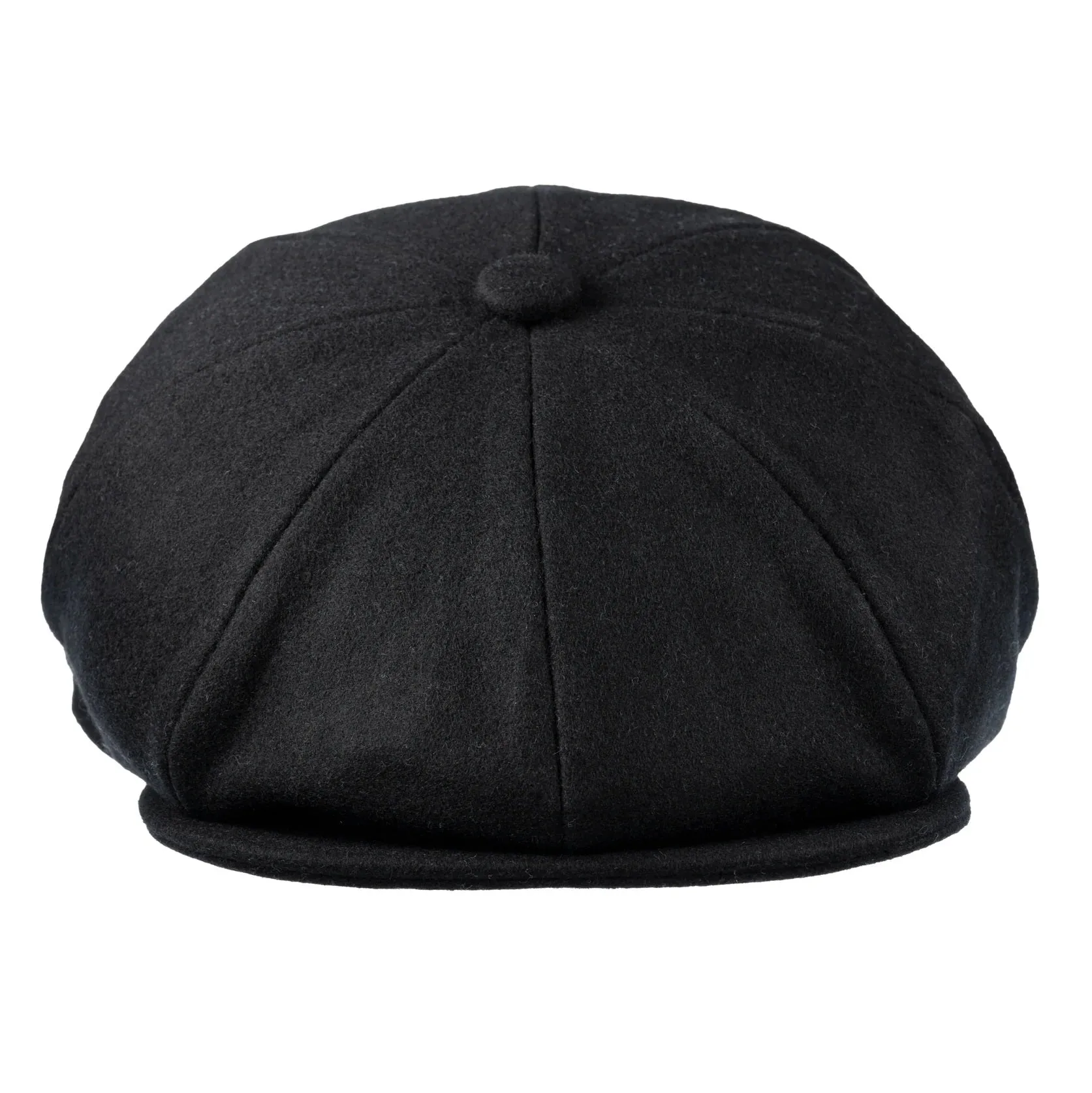 CHRISTYS' 8 Piece Baker Boy Melton Wool Flat Cap - Black