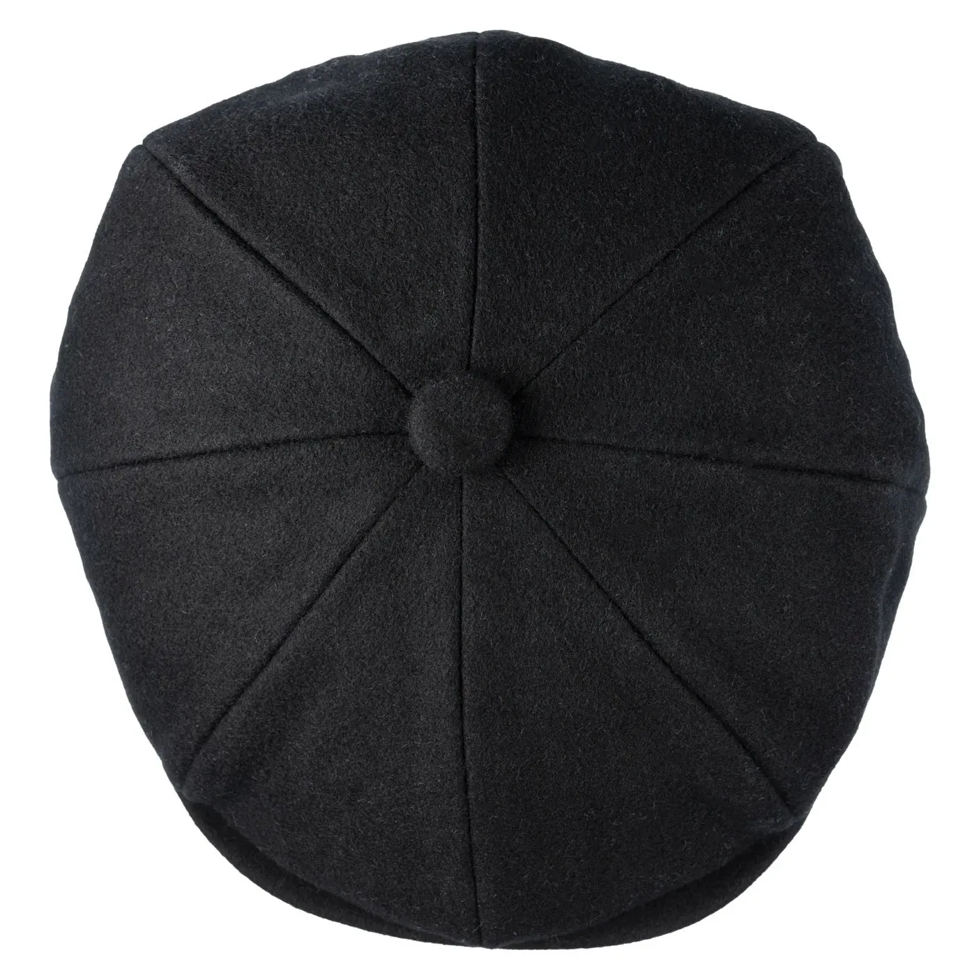 CHRISTYS' 8 Piece Baker Boy Melton Wool Flat Cap - Black