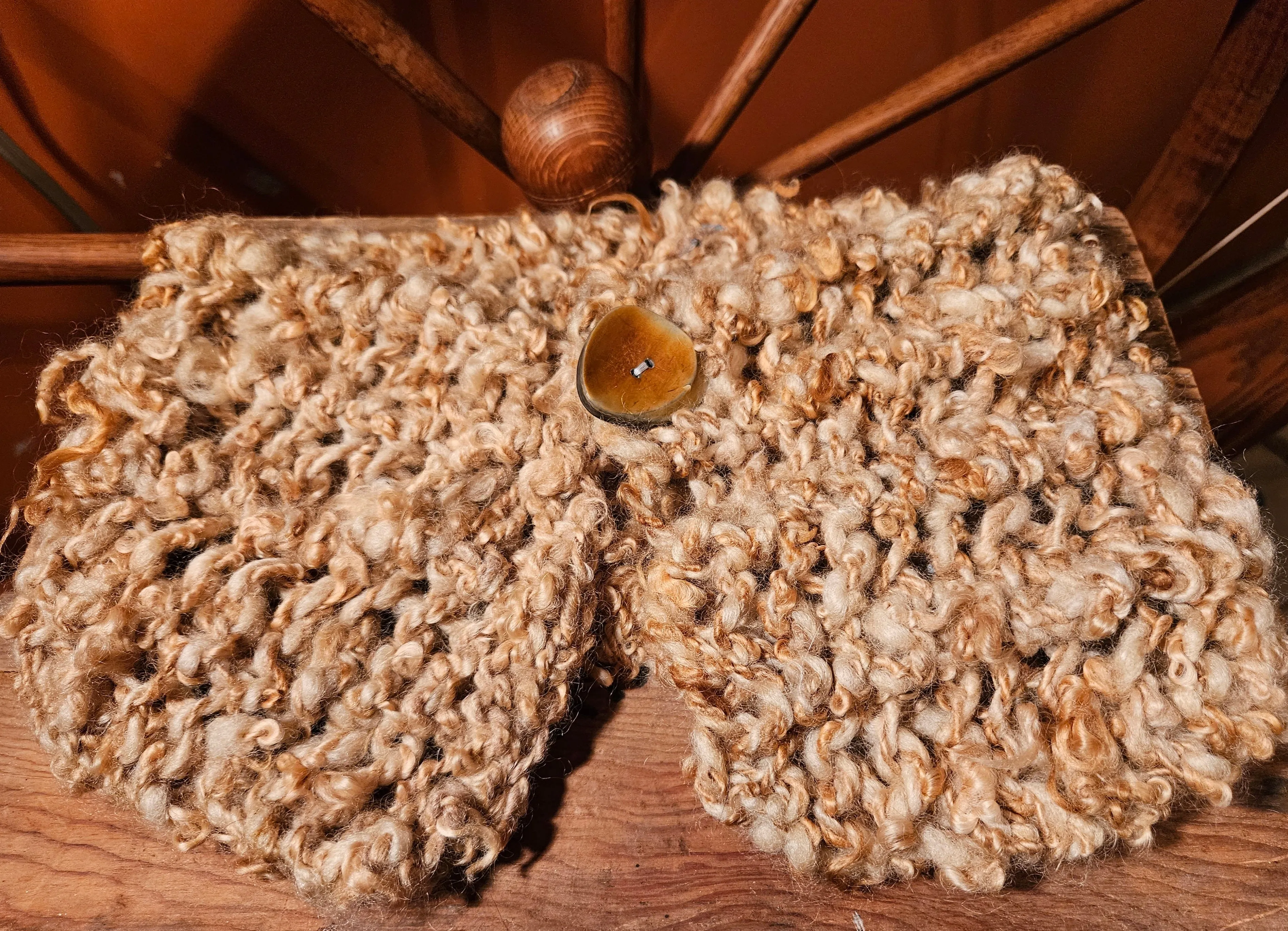 Cowl Handknit- Handspun Romney Marigold Flowers- 24" x 7"