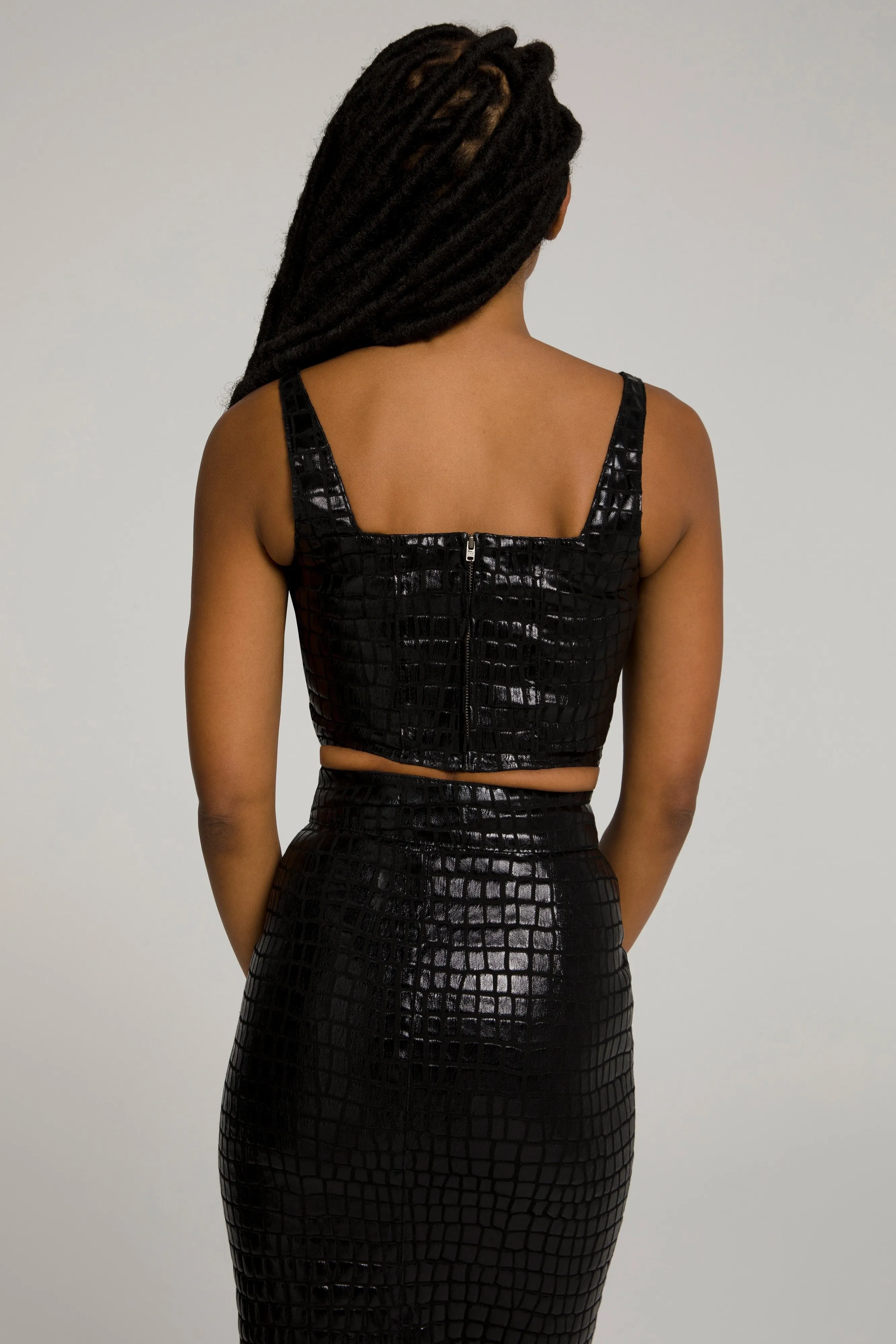 CROC CORSET TOP | BLACK CROC001