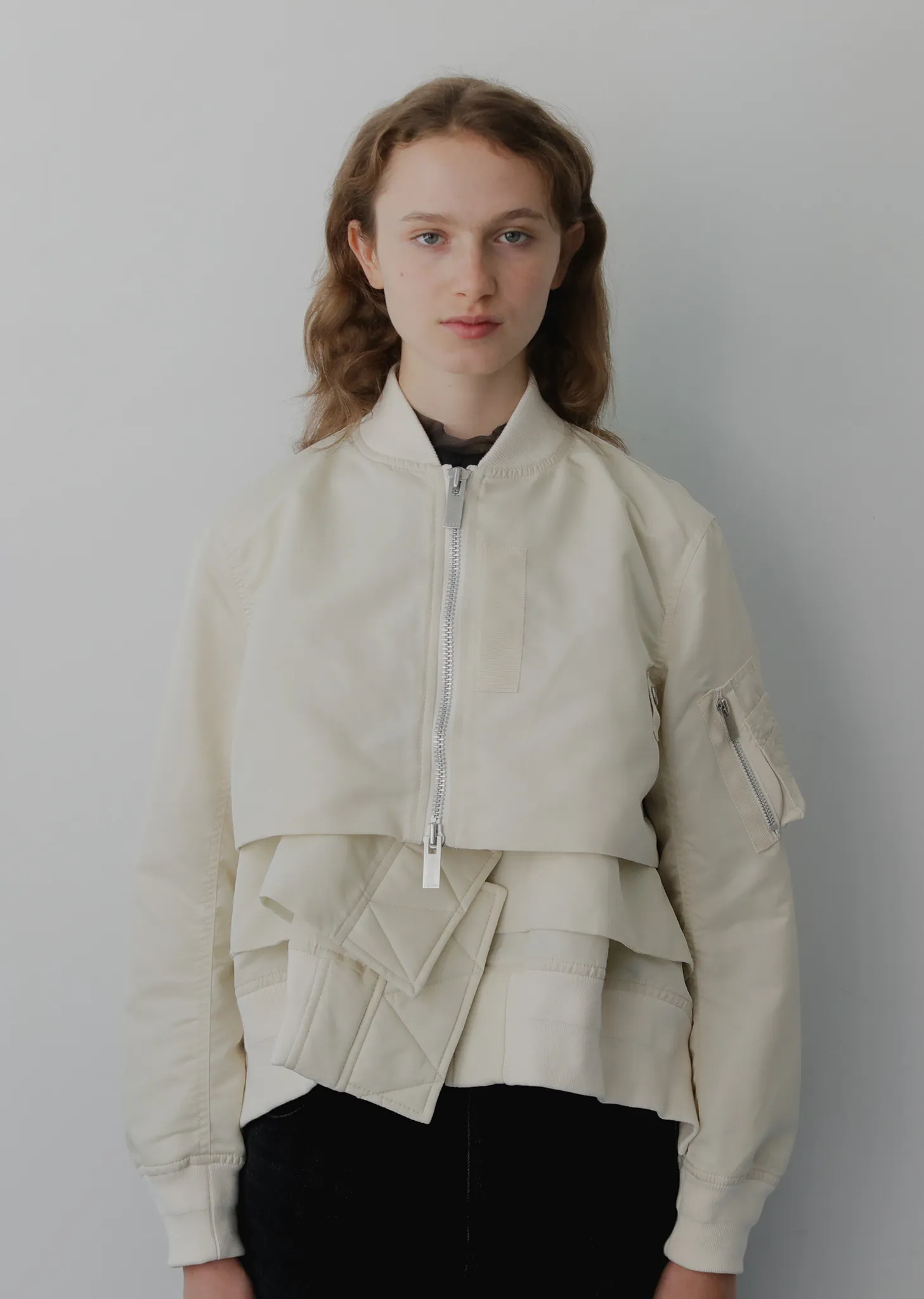 Cropped Layered Twill Jacket