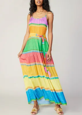 Current Air Colorblock Pleated Midi Dress