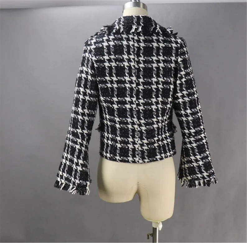 CUSTOM MADE for women Sparkle Thread Tassel Tweed Jacket Coat