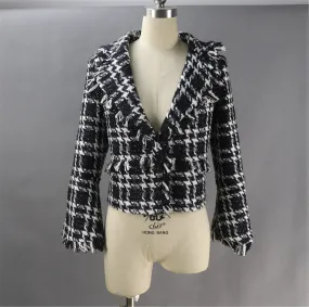 CUSTOM MADE for women Sparkle Thread Tassel Tweed Jacket Coat