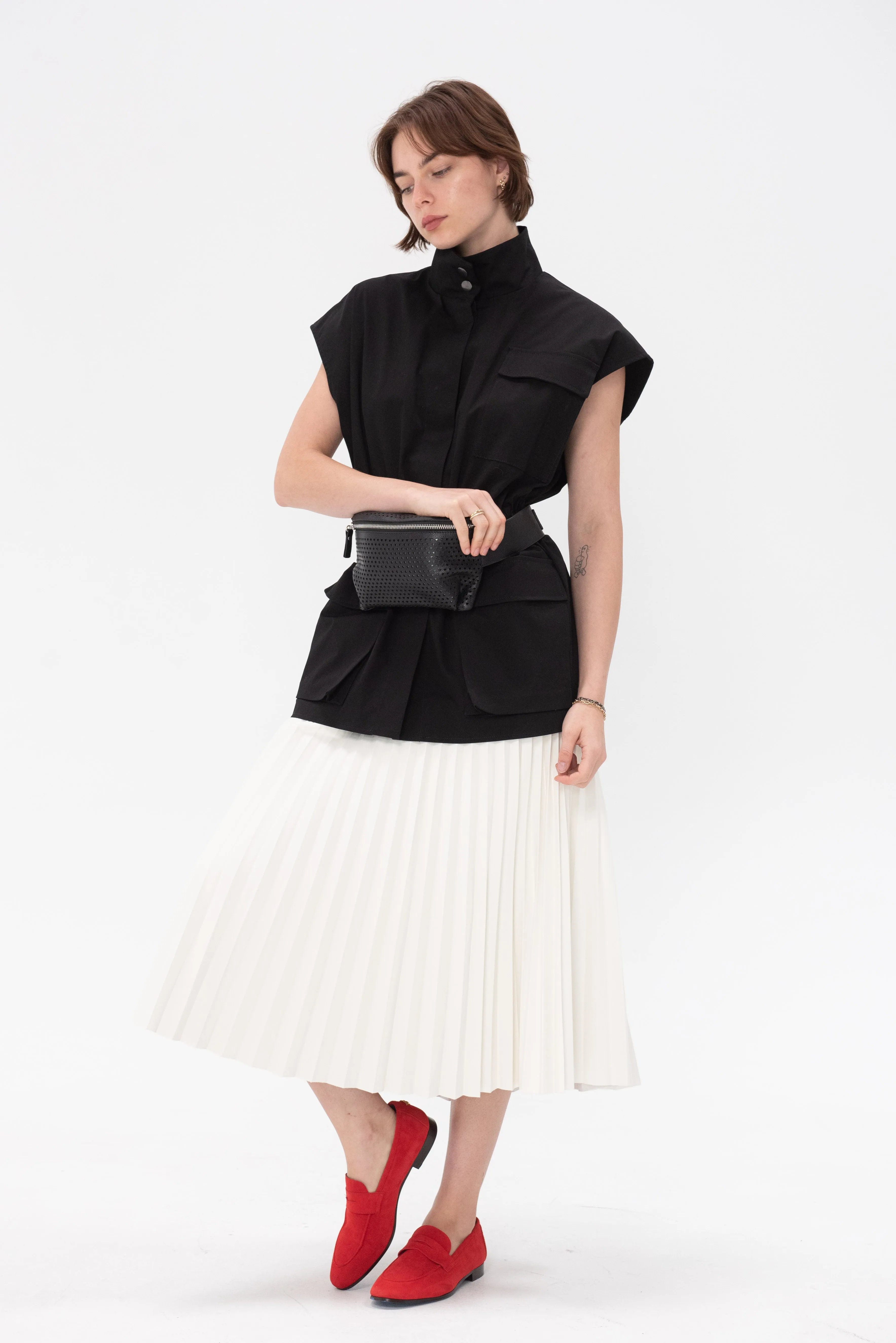 Daphne Pleated Skirt, Off-White