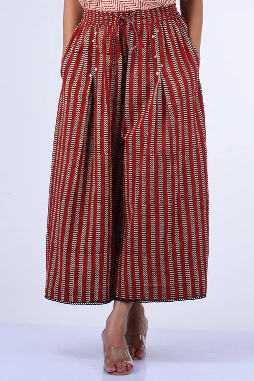 Dharan "Red Culotte" Red Block Printed Culotte