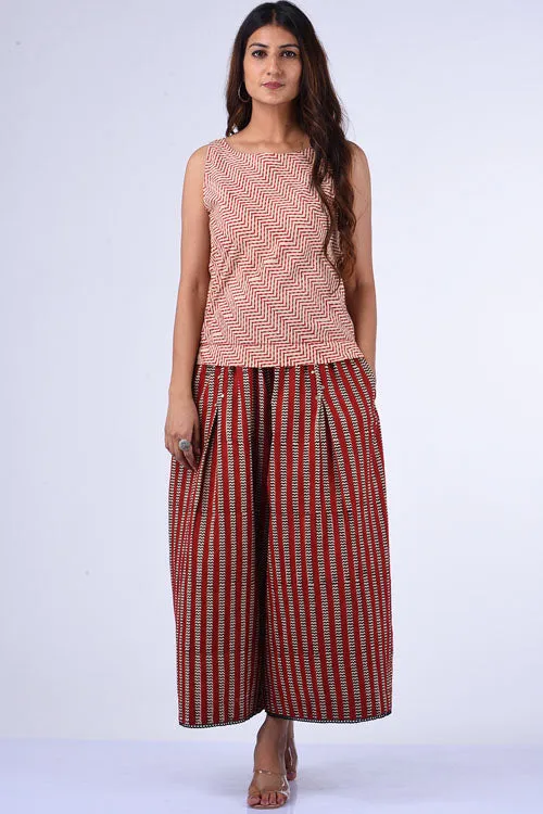 Dharan "Red Culotte" Red Block Printed Culotte