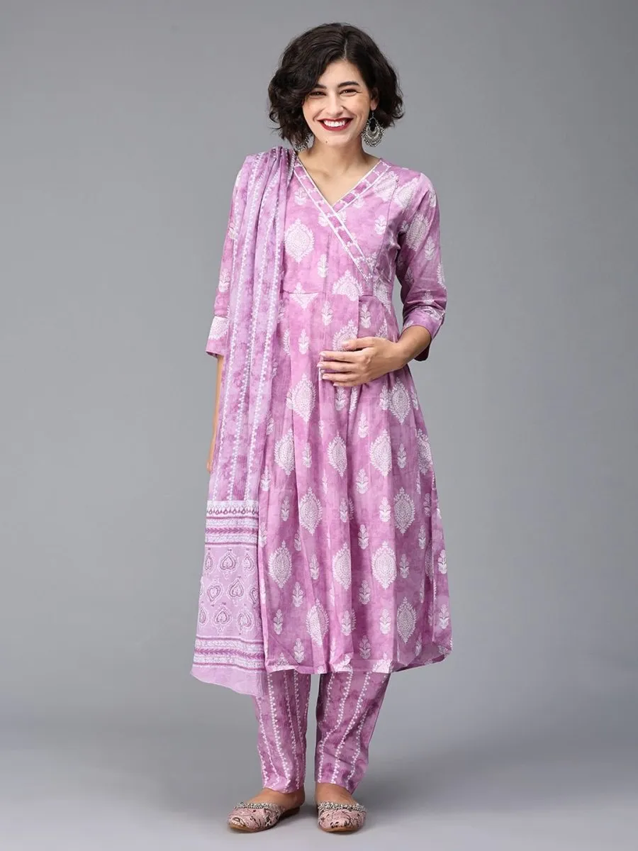 Do You Lilac It Maternity And Nursing Kurta Set With Dupatta