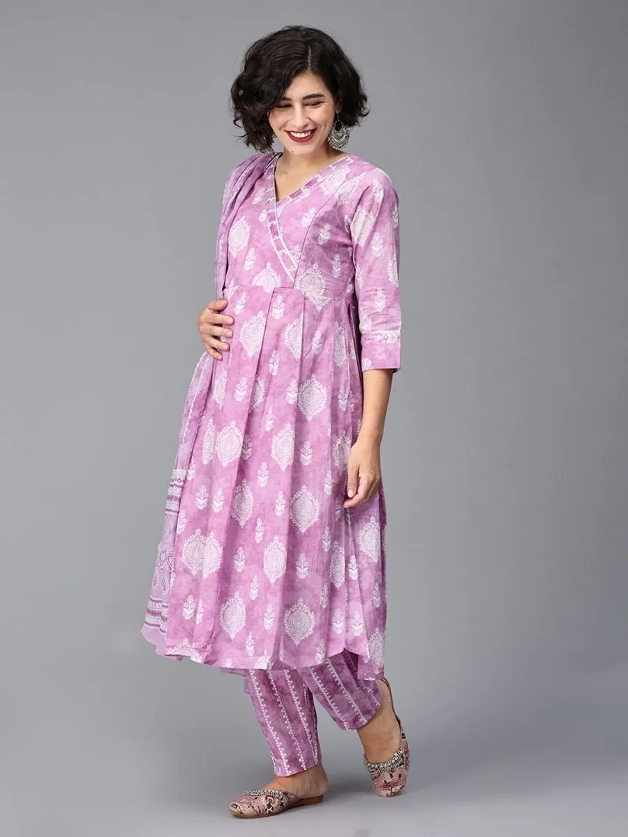 Do You Lilac It Maternity And Nursing Kurta Set With Dupatta