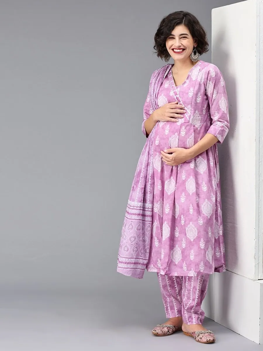 Do You Lilac It Maternity And Nursing Kurta Set With Dupatta