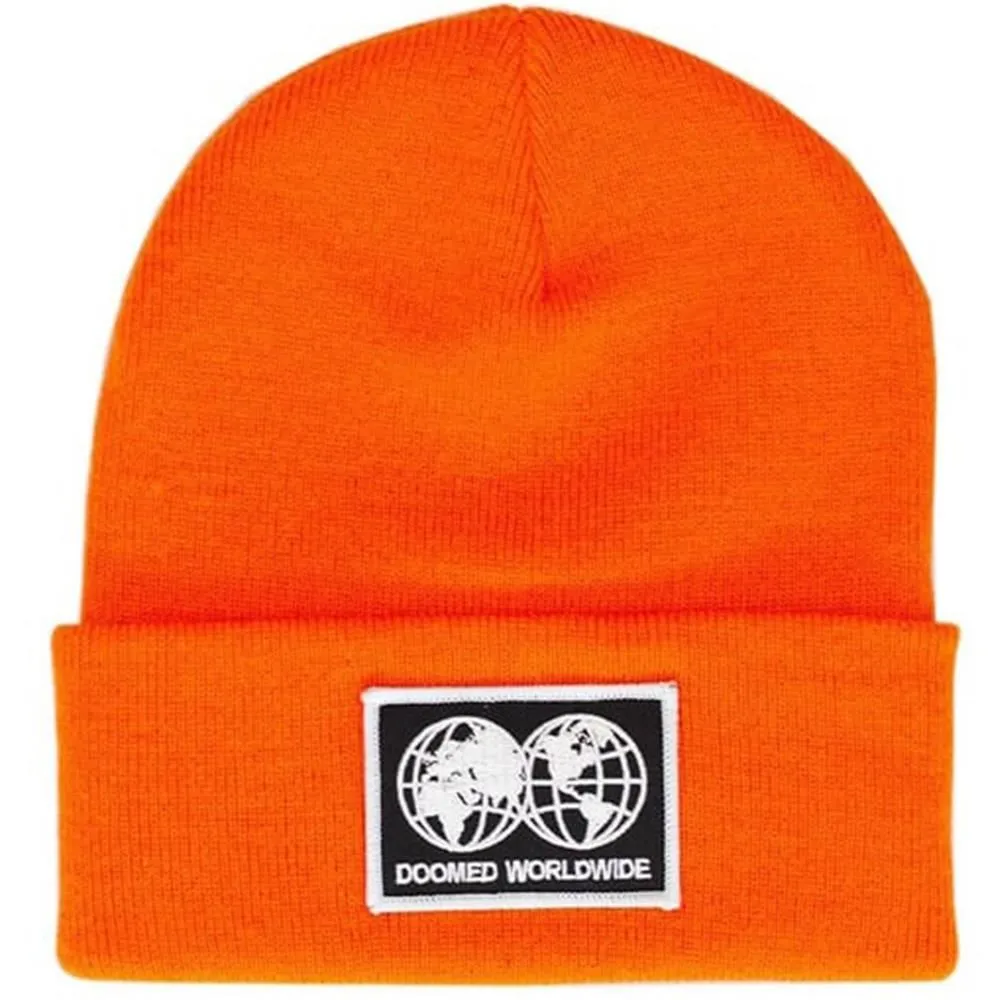 Doomed Globe Patch Beanie - Orange