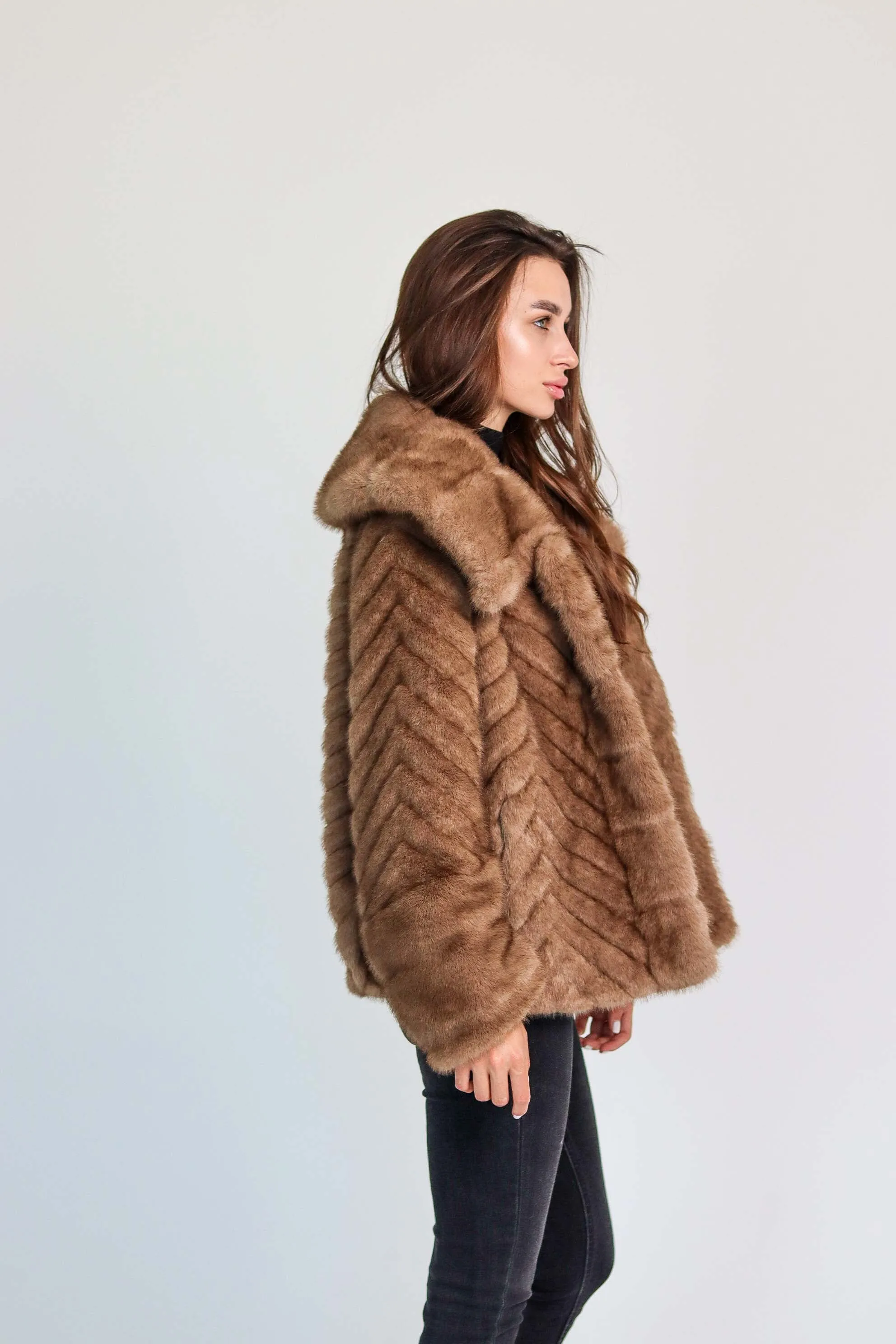 Eco Fur Mink Effect Short Coat