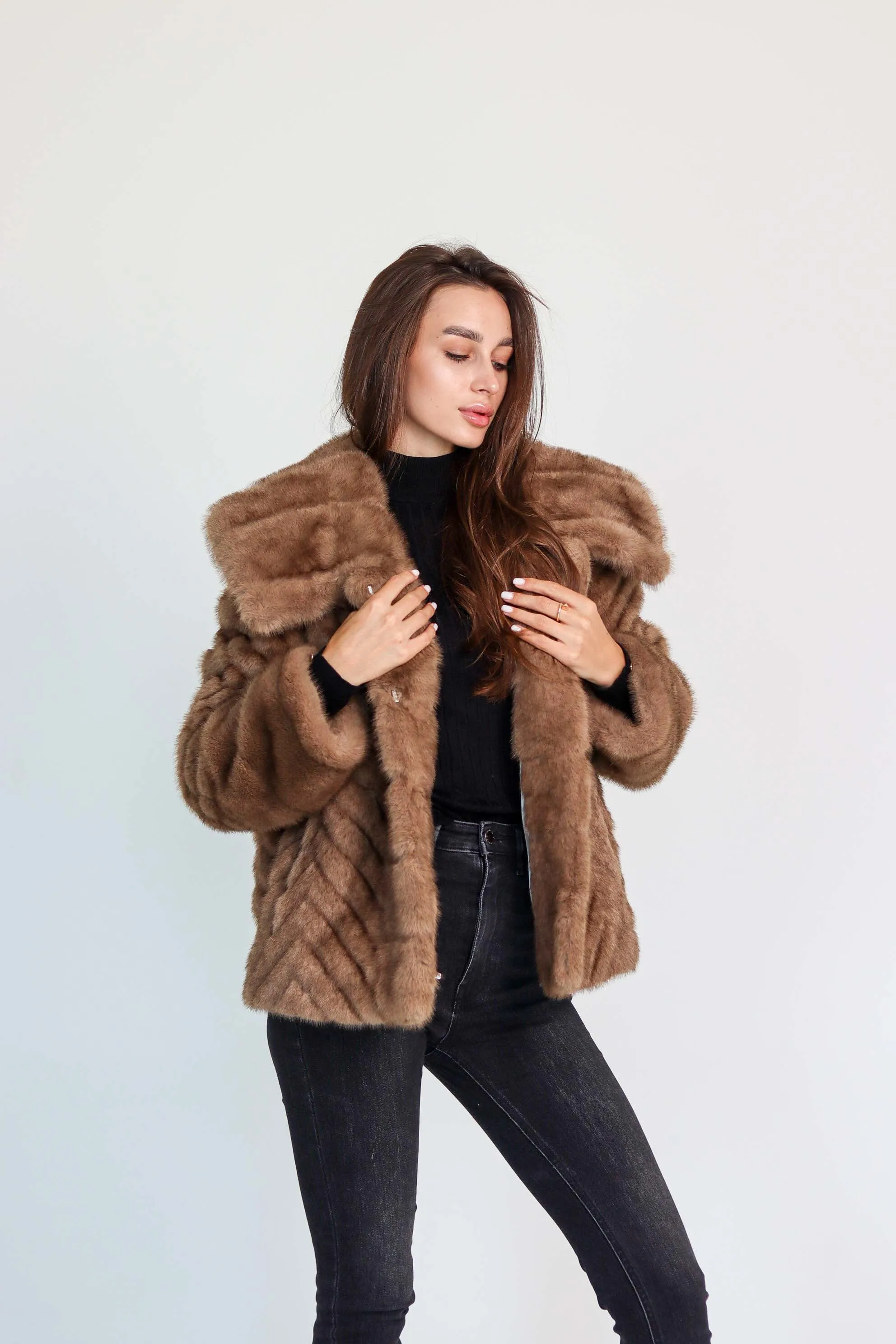 Eco Fur Mink Effect Short Coat