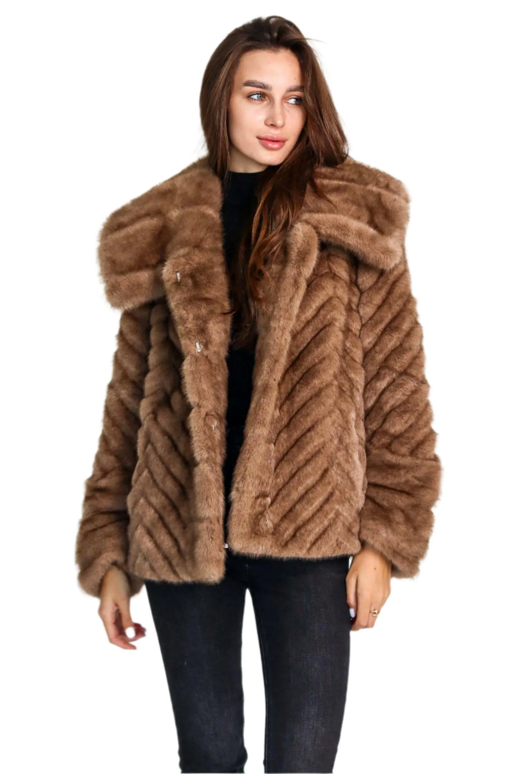 Eco Fur Mink Effect Short Coat