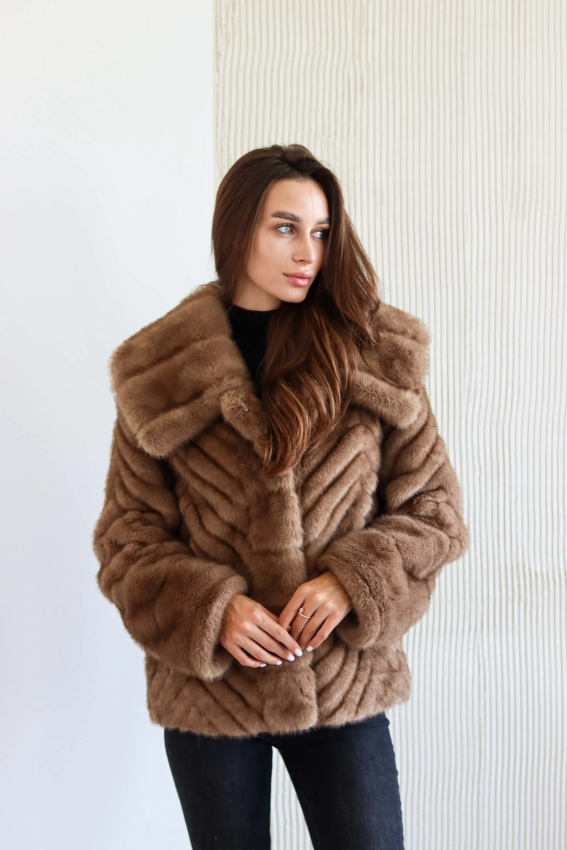 Eco Fur Mink Effect Short Coat