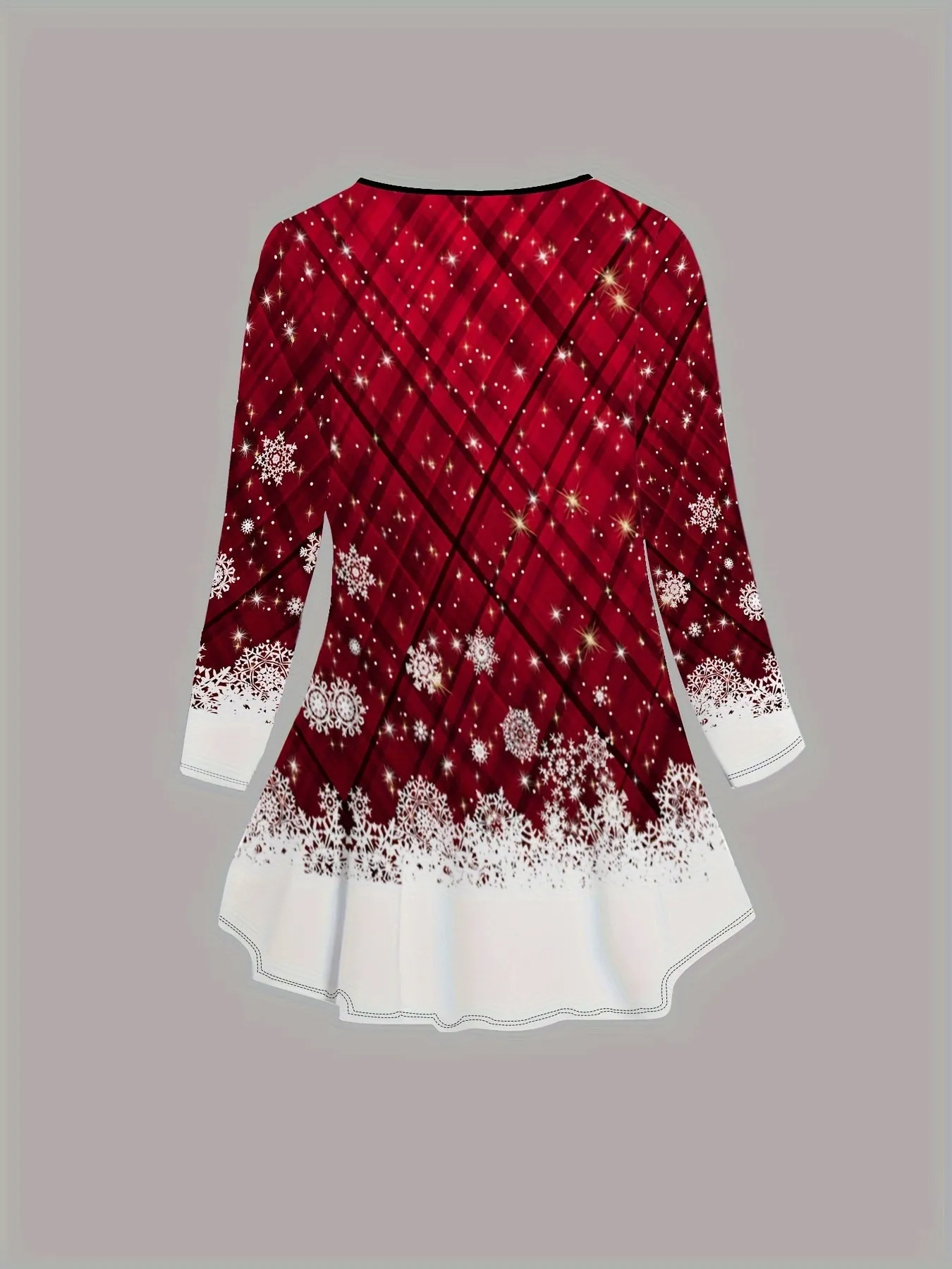 Elegant Special Series Women's Christmas Set - Casual Polyester Knit Fabric, V-Neck Long Sleeve Top with Flared Pants, Festive Red Plaid Snowflake Print