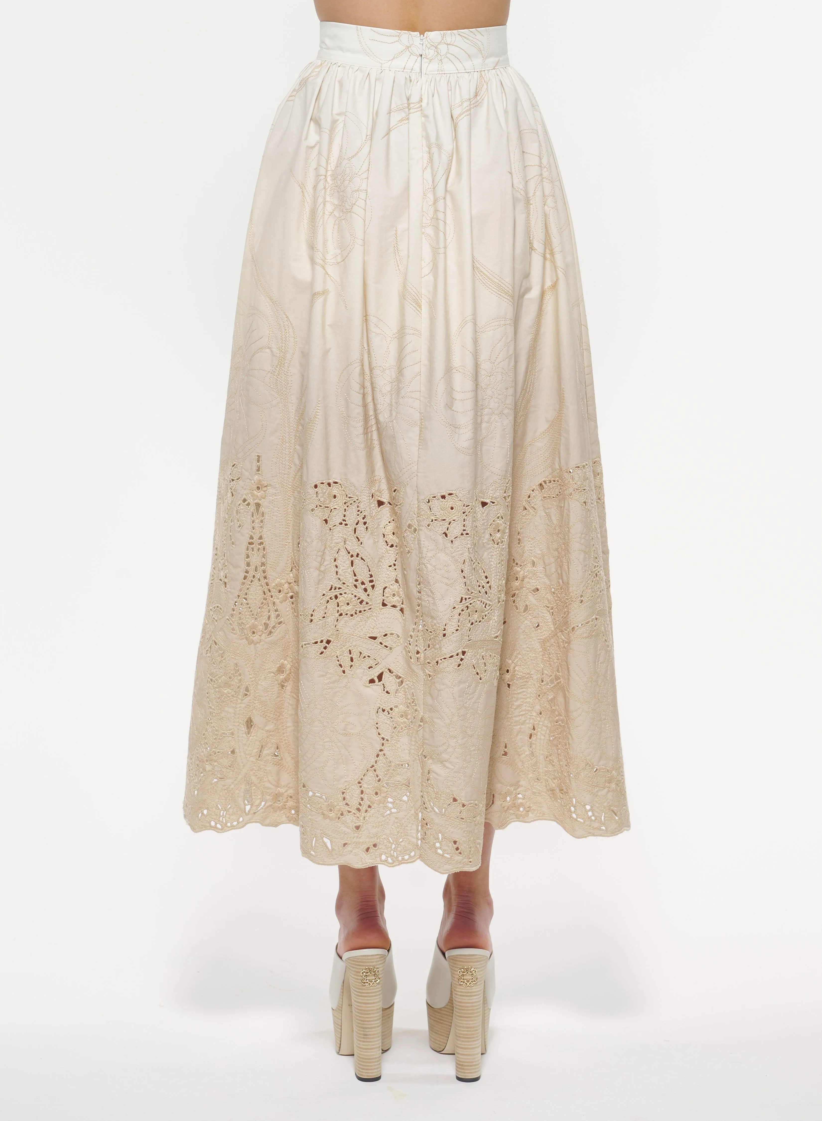 Embroidered Poplin Skirt