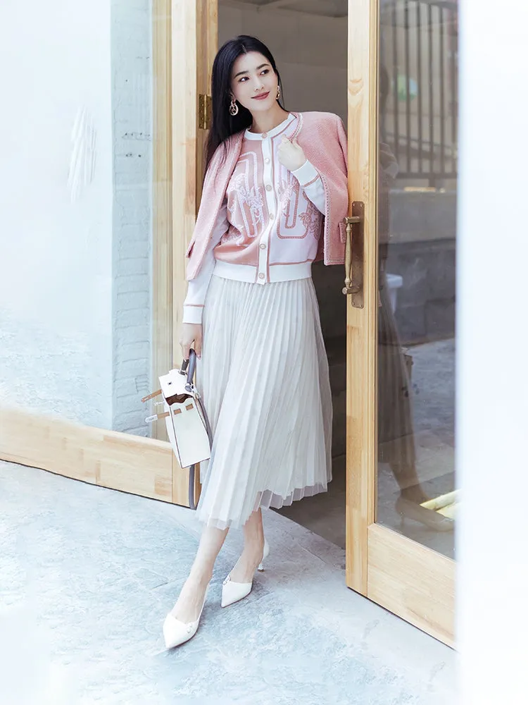 EP YAYING Mesh Tulle Midi Skirt