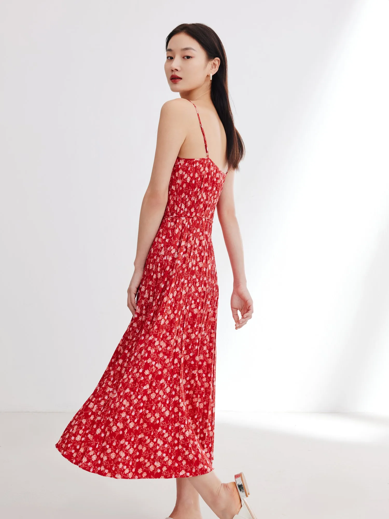 EP YAYING Traditional Chinese Style Floral Suspenders Dress