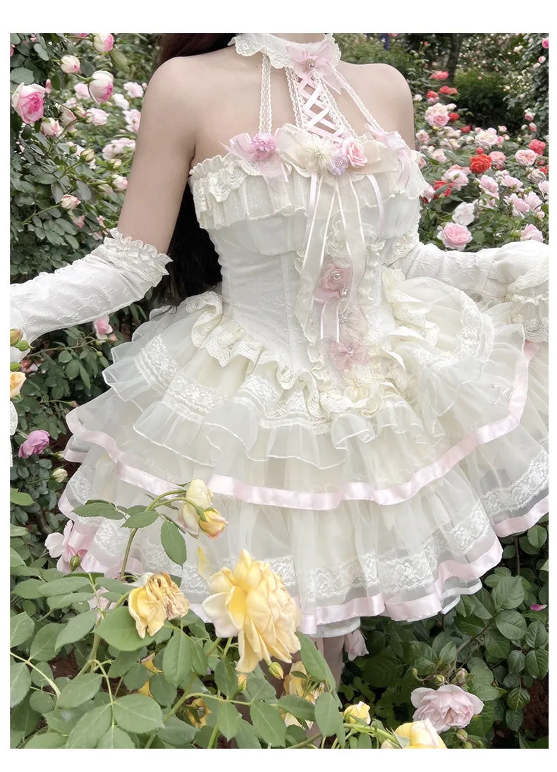 Fairy Ballet Style Ribbon Princess Halter Neck Dress