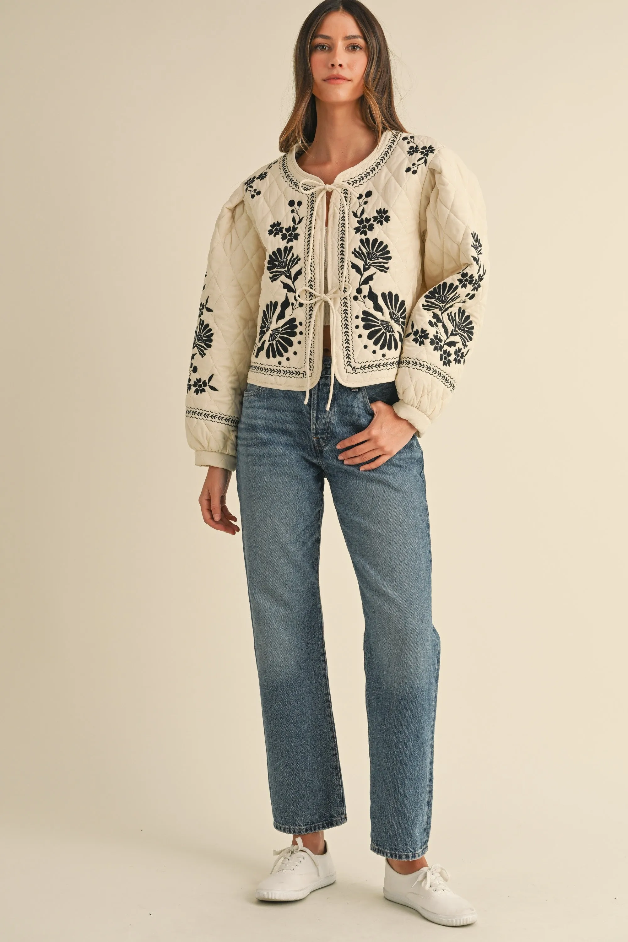 FLORAL EMBROIDERED QUILTED JACKET