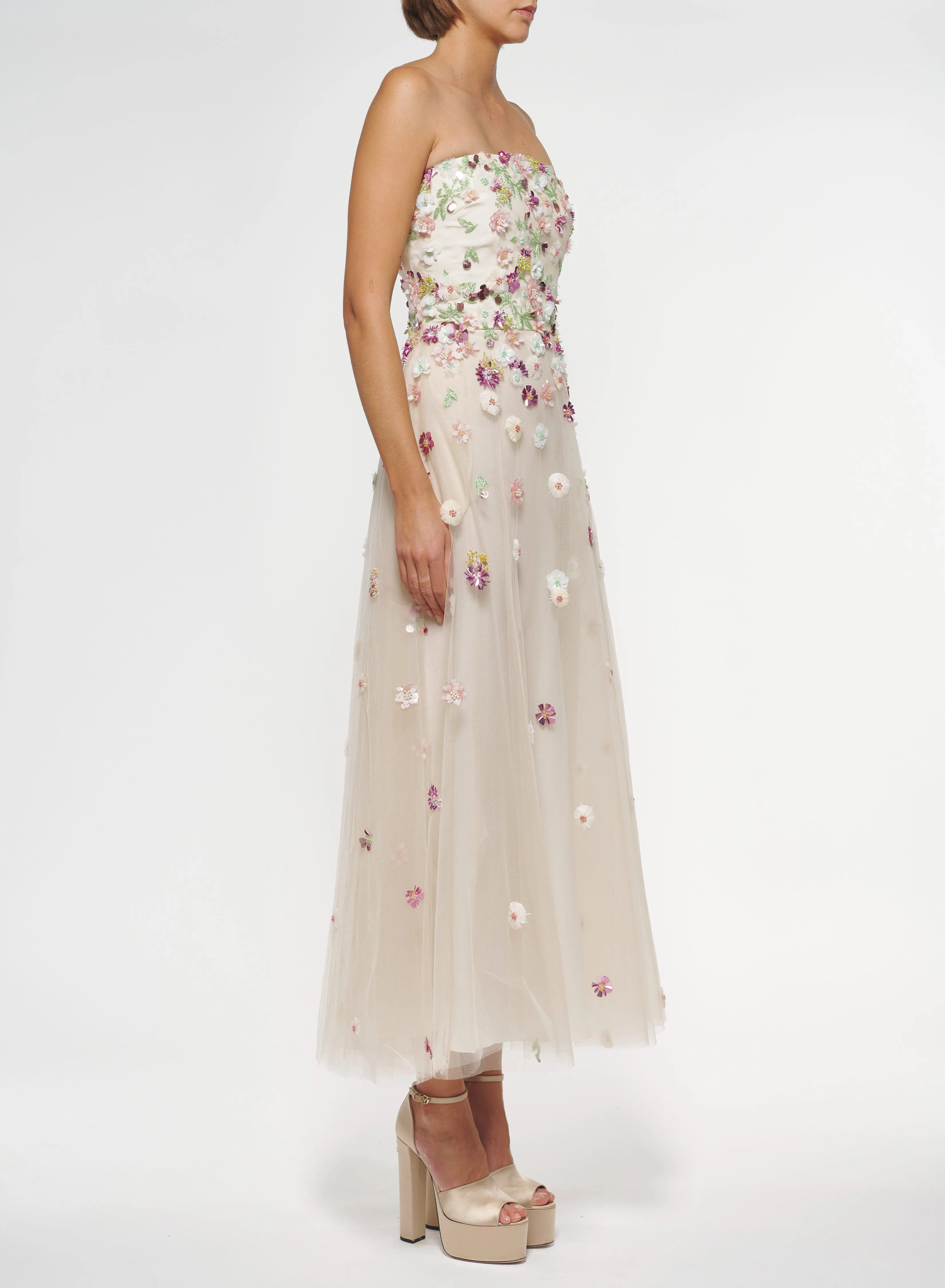 Floral Embroidered Tulle Dress