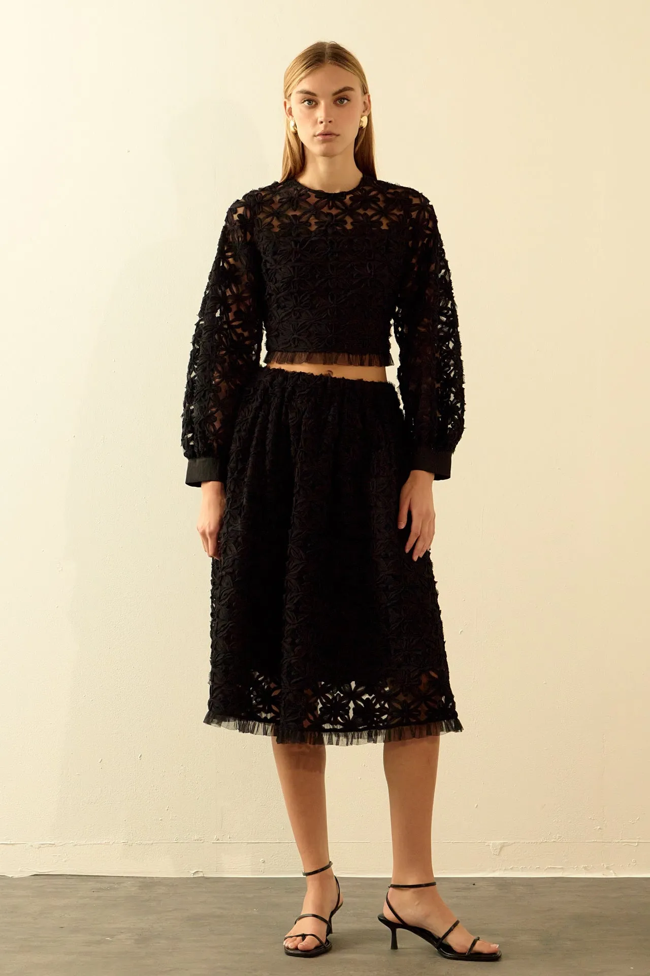 Floral Lace Midi Skirt