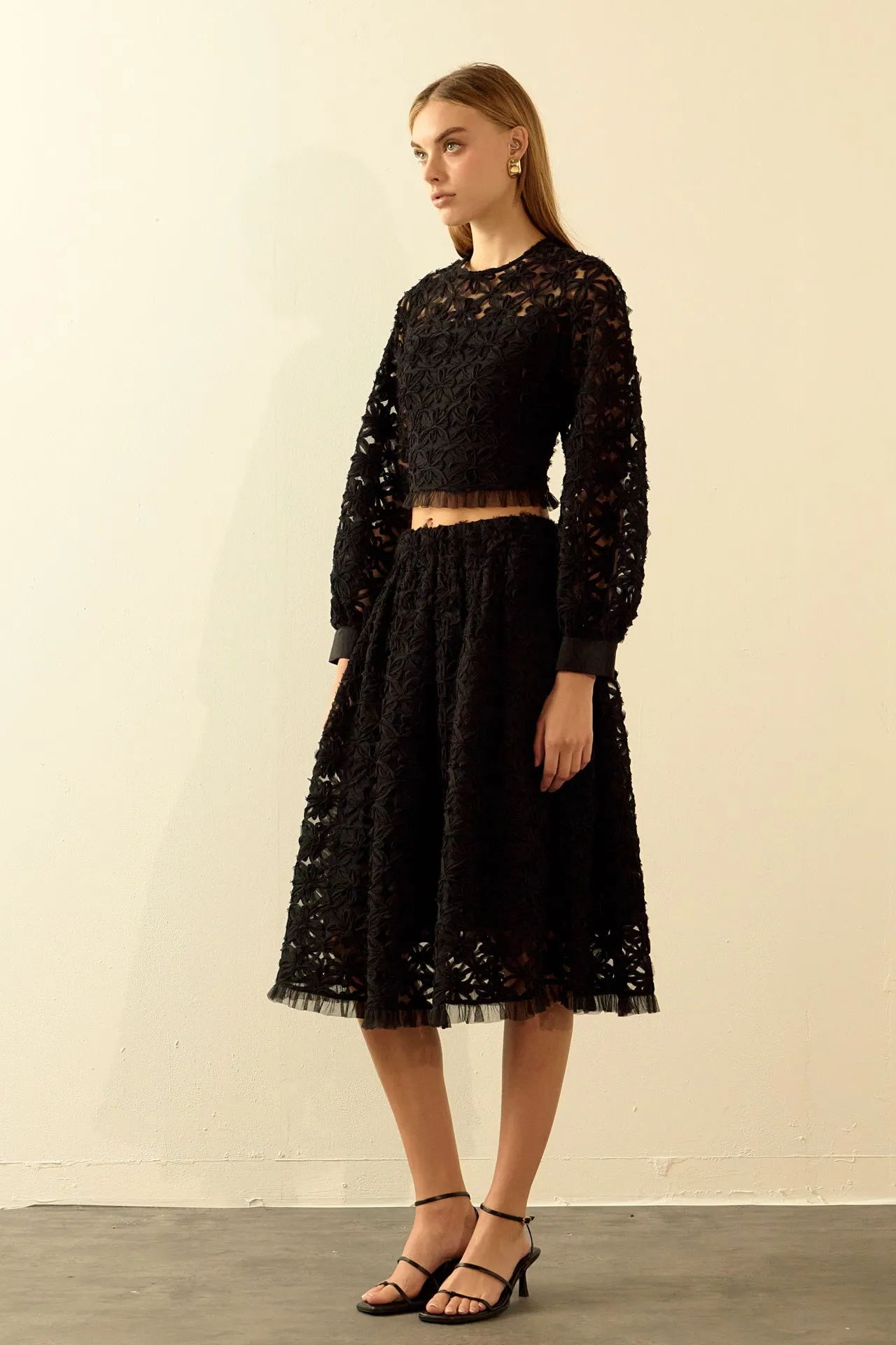 Floral Lace Midi Skirt