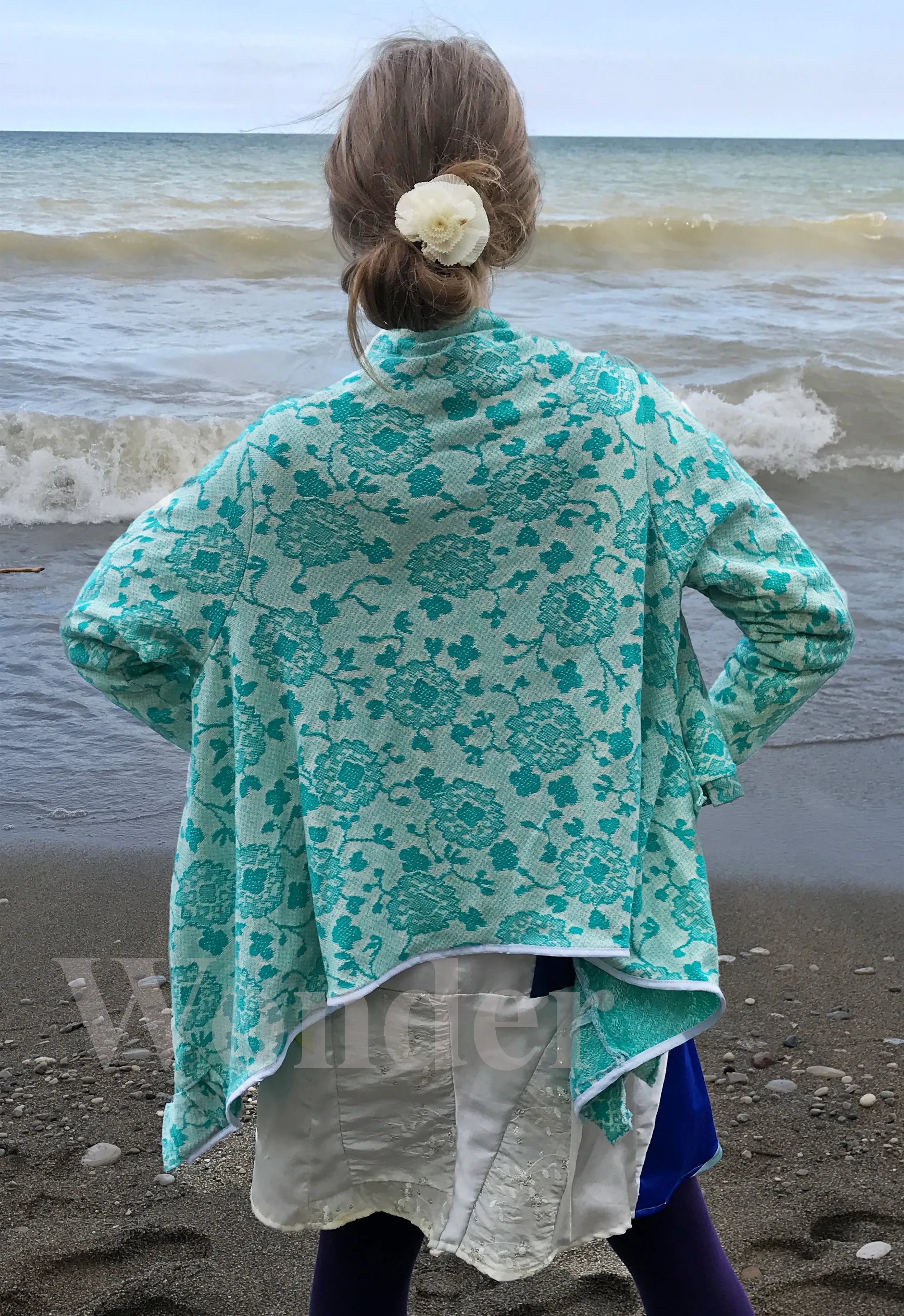 Floral Women's Knitted Cardigan "Weaving Design"