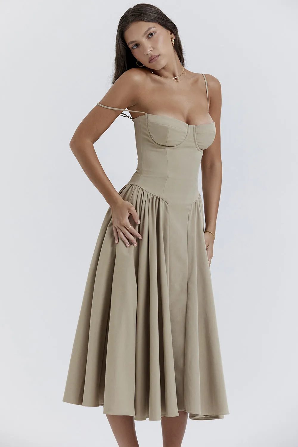 French Palace Style Vintage Floor-Length Strap Maxi Dress