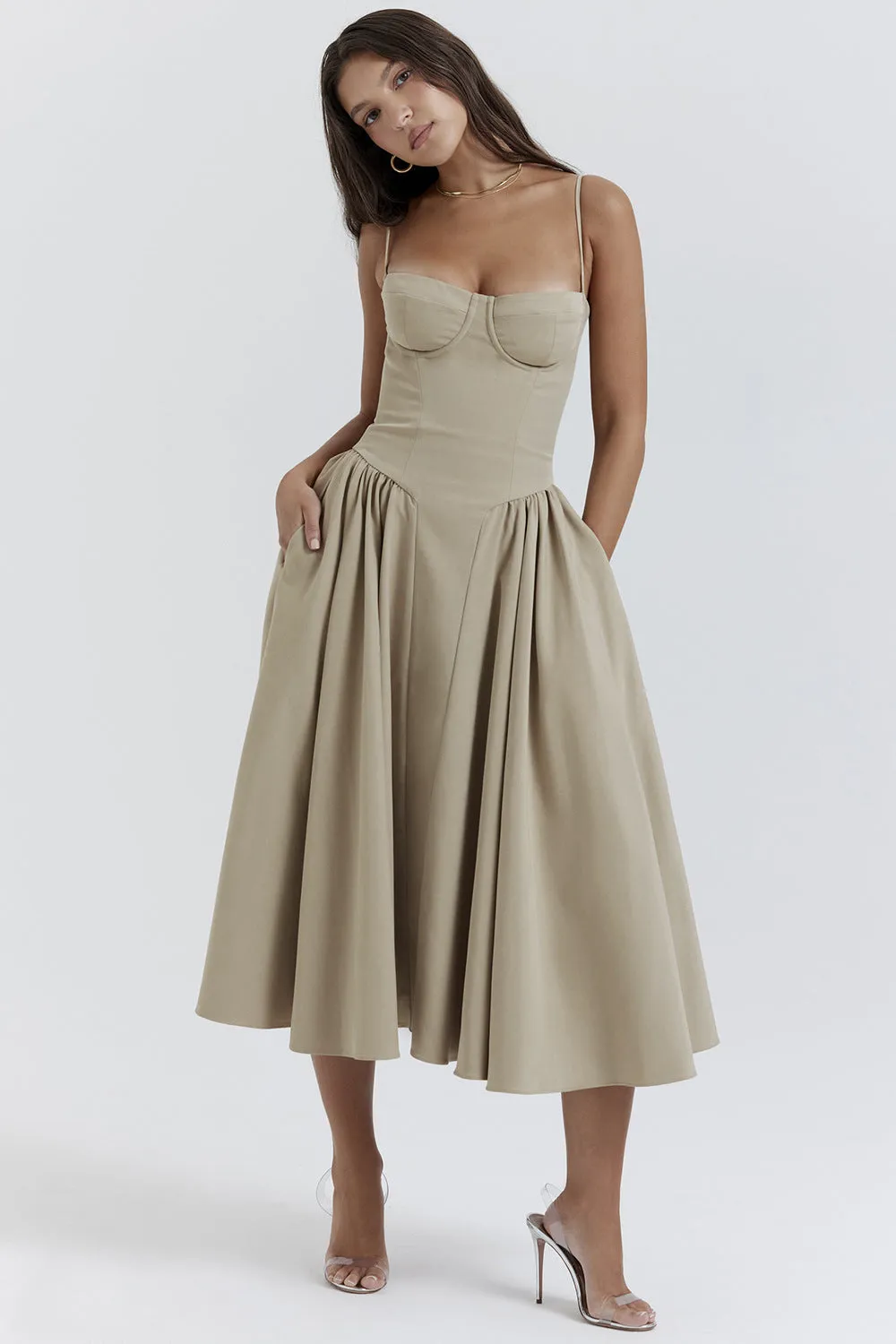 French Palace Style Vintage Floor-Length Strap Maxi Dress