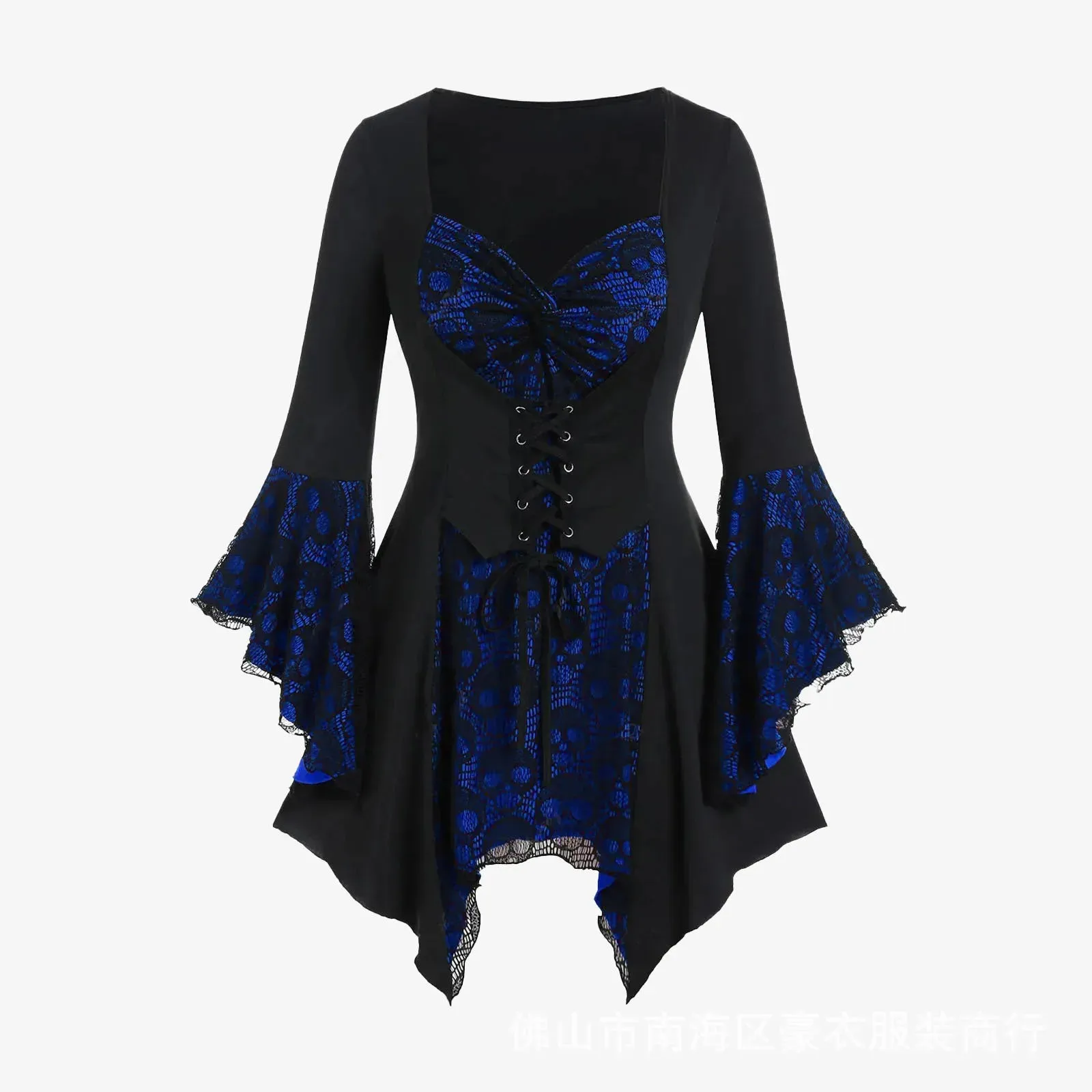 Funki Buys | Shirts | Women's Dark Gothic Lace Ruffle Skull Shirt