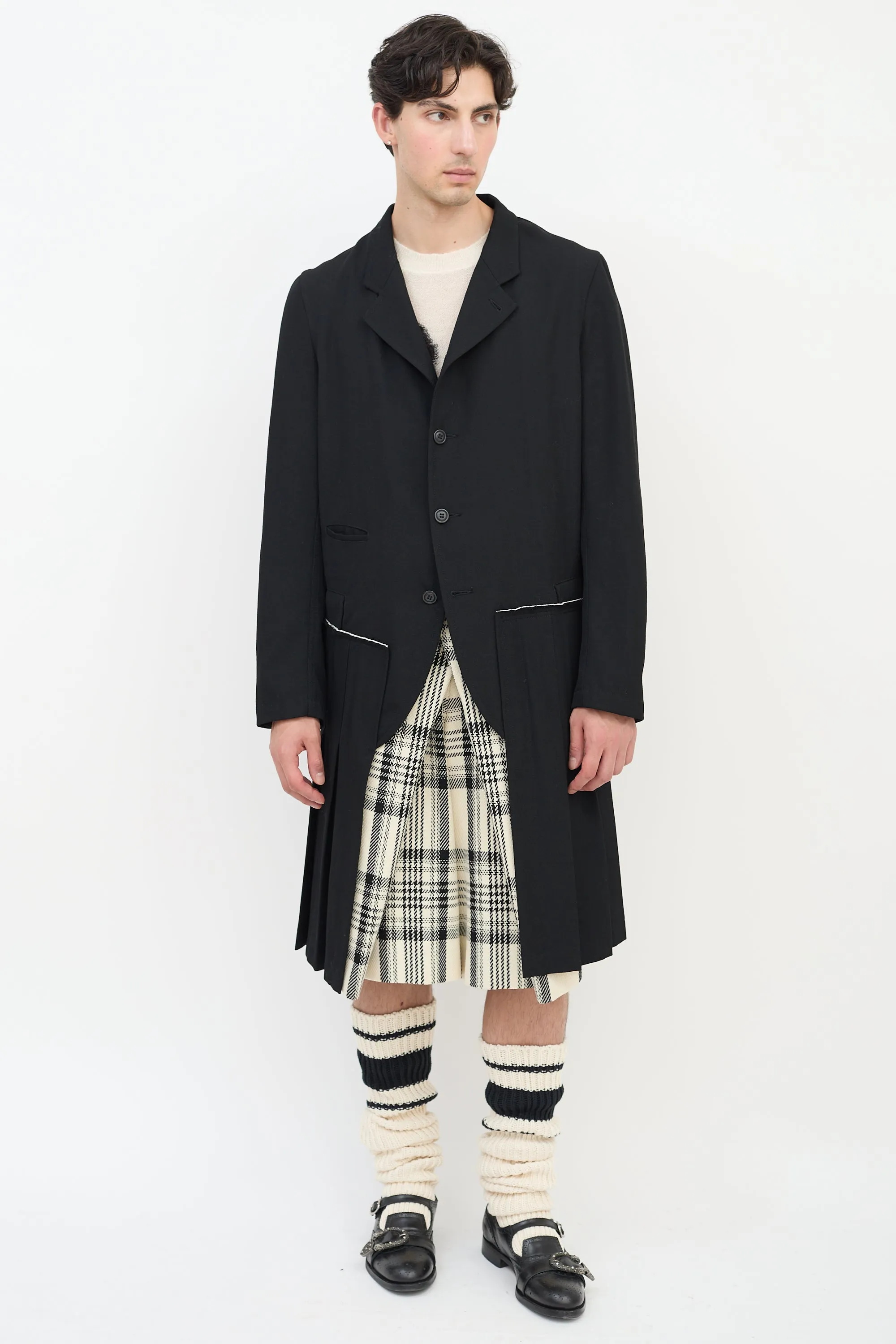 FW 2013 Black Wool Pleated Coat