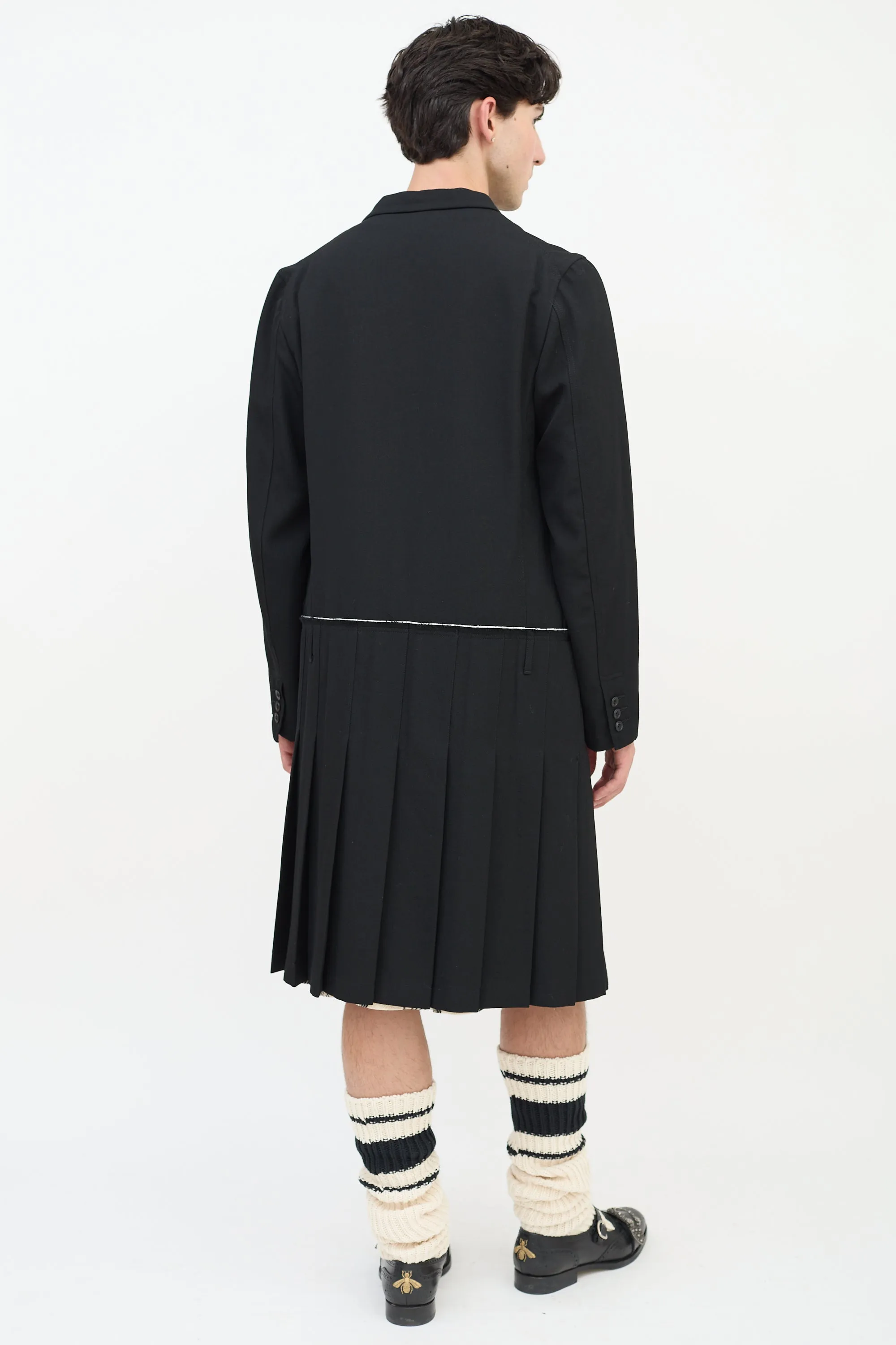 FW 2013 Black Wool Pleated Coat