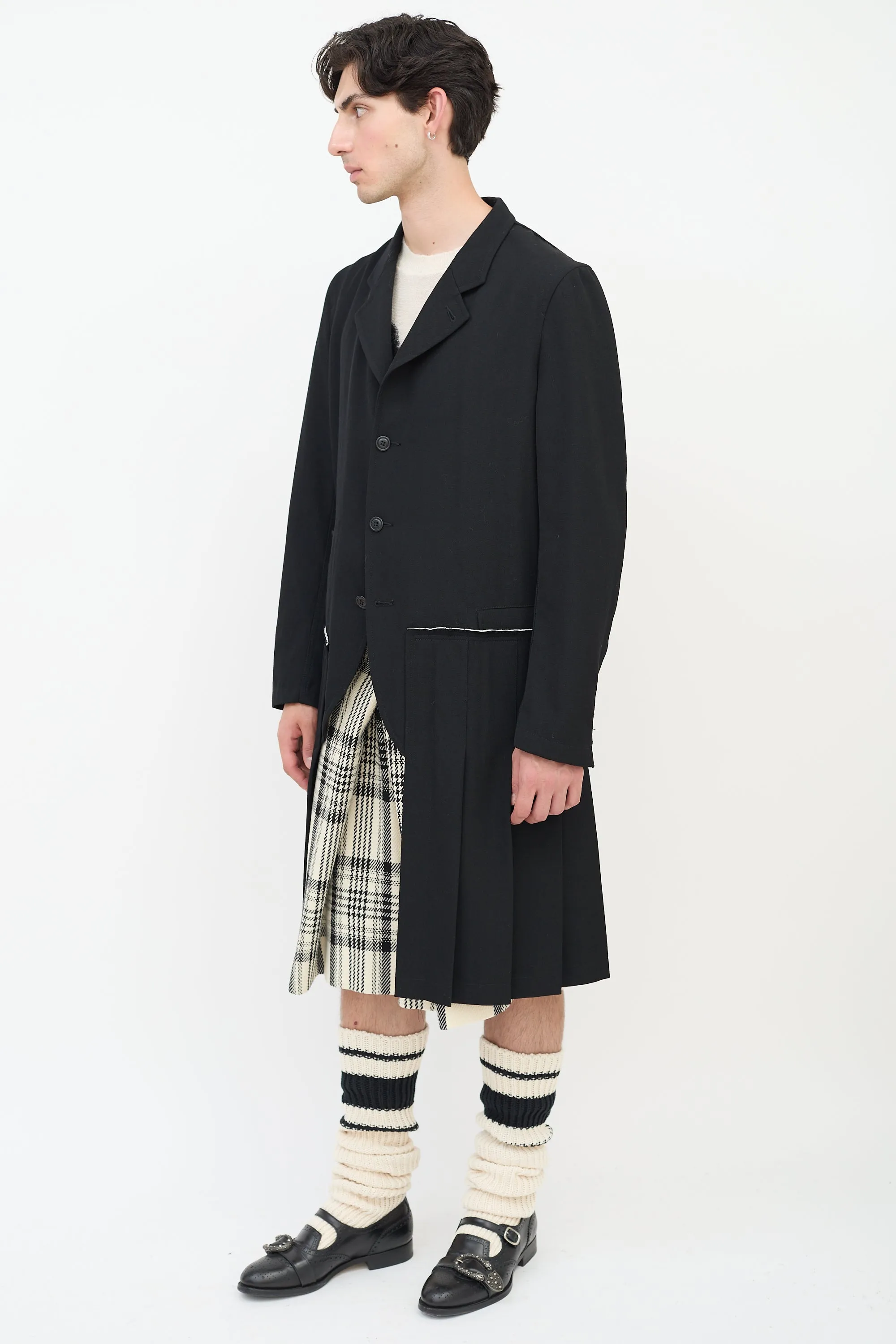 FW 2013 Black Wool Pleated Coat