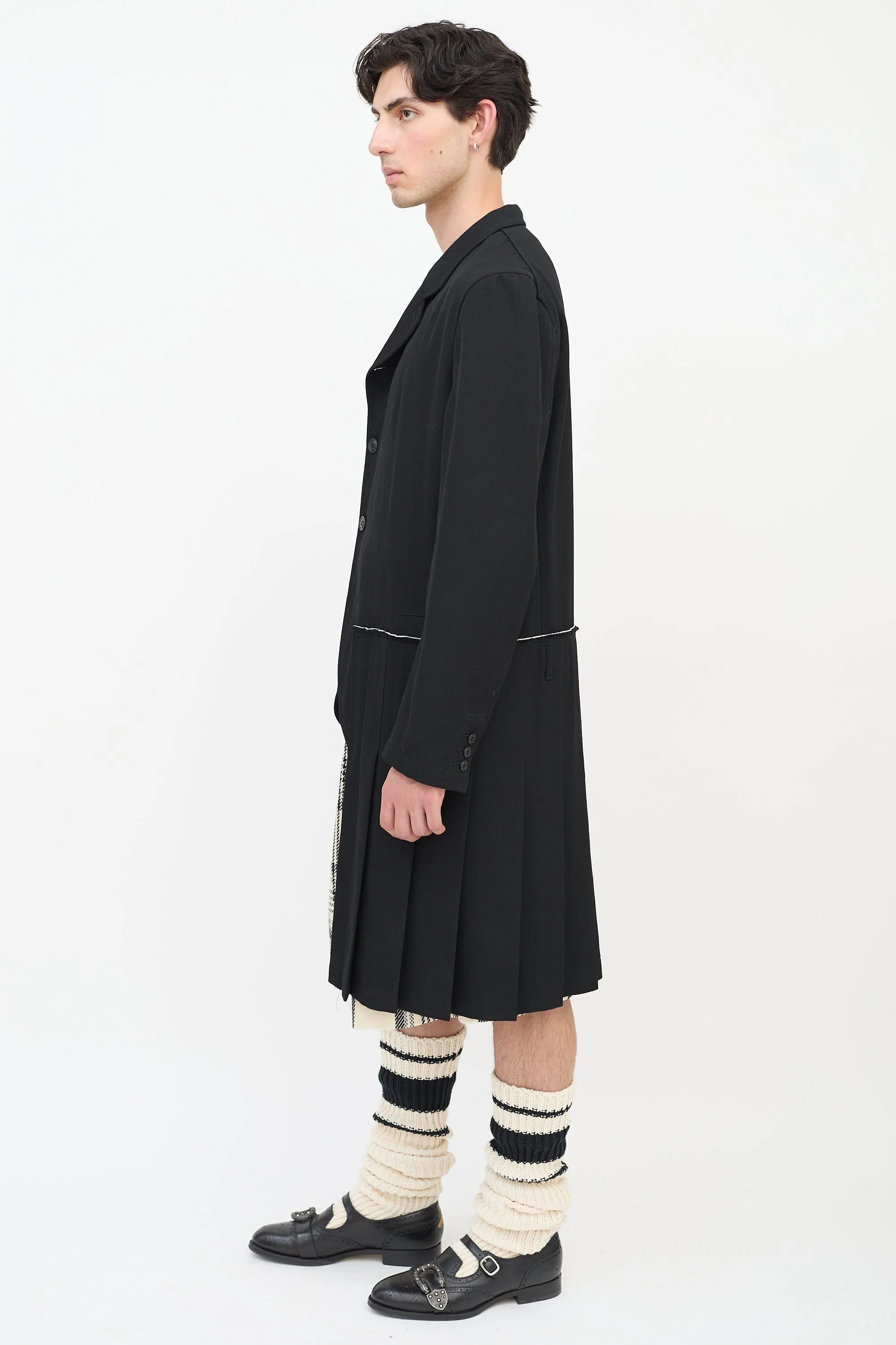 FW 2013 Black Wool Pleated Coat