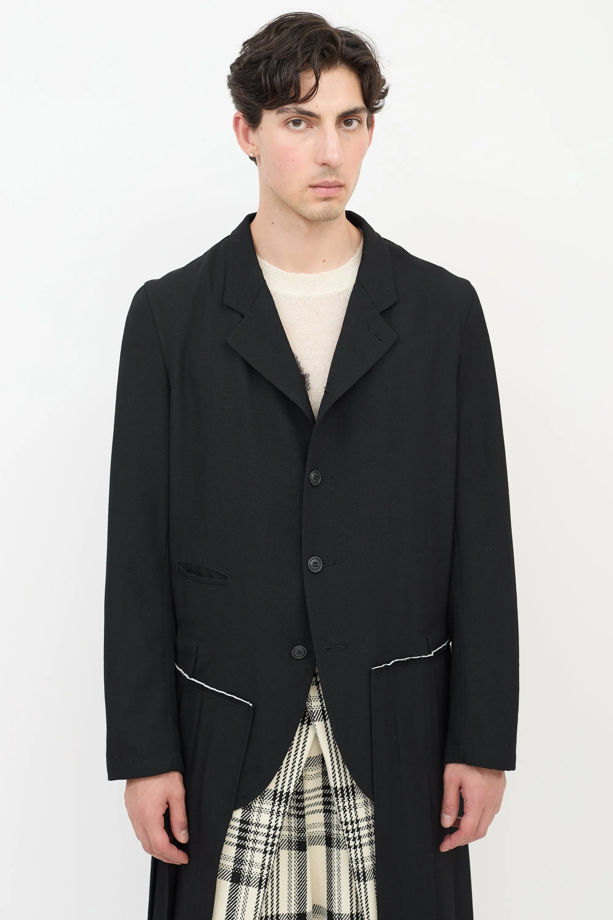 FW 2013 Black Wool Pleated Coat