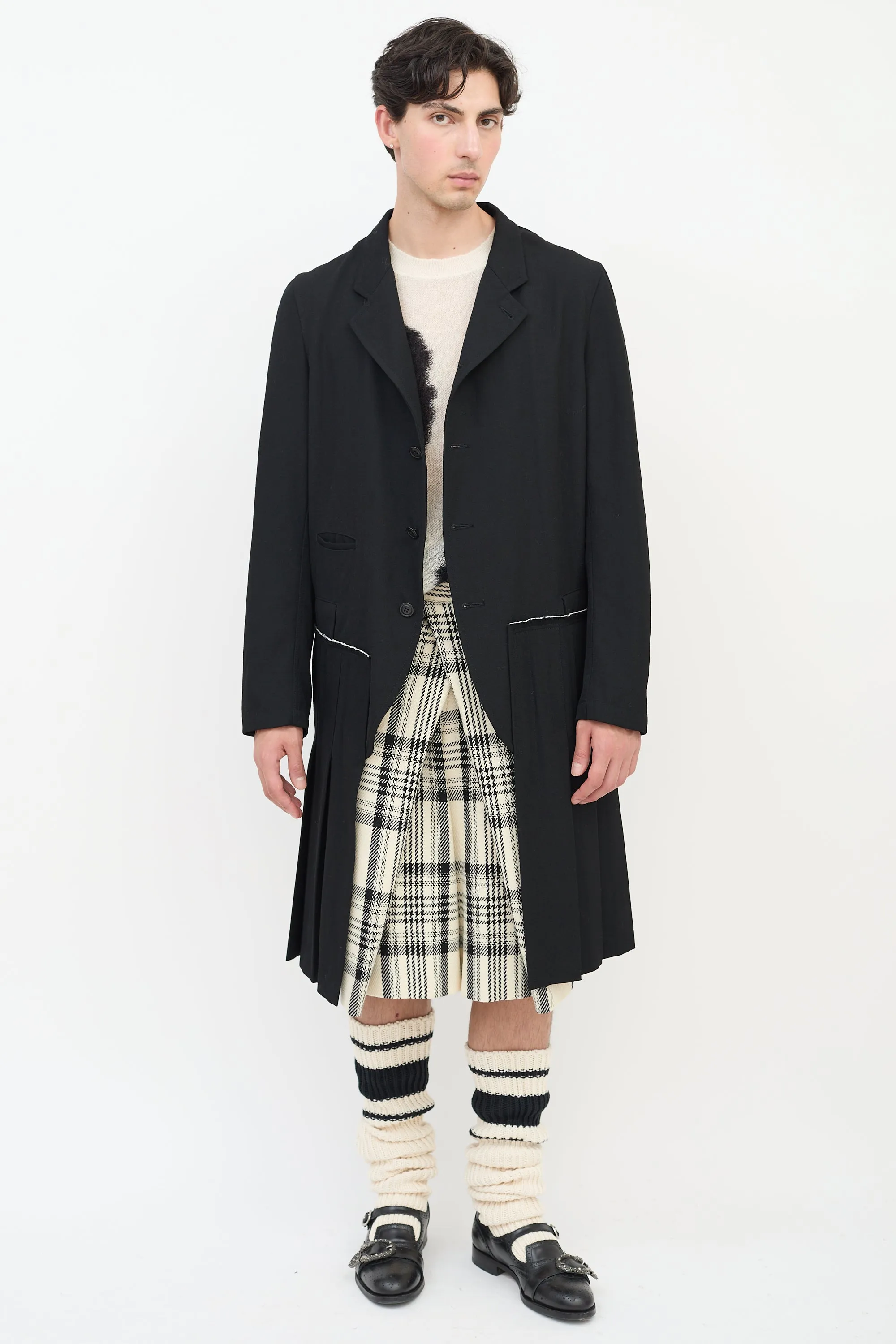 FW 2013 Black Wool Pleated Coat