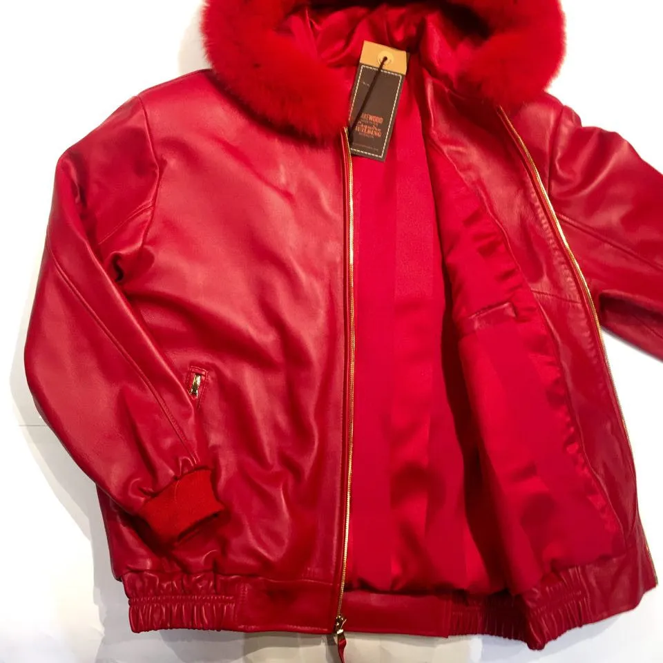 G-Gator Candy Red Mink/Lambskin Bomber Jacket