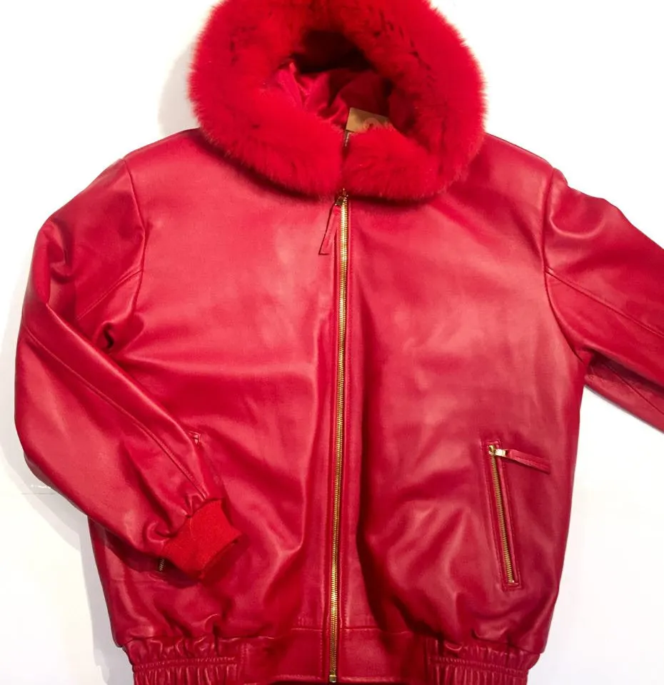 G-Gator Candy Red Mink/Lambskin Bomber Jacket