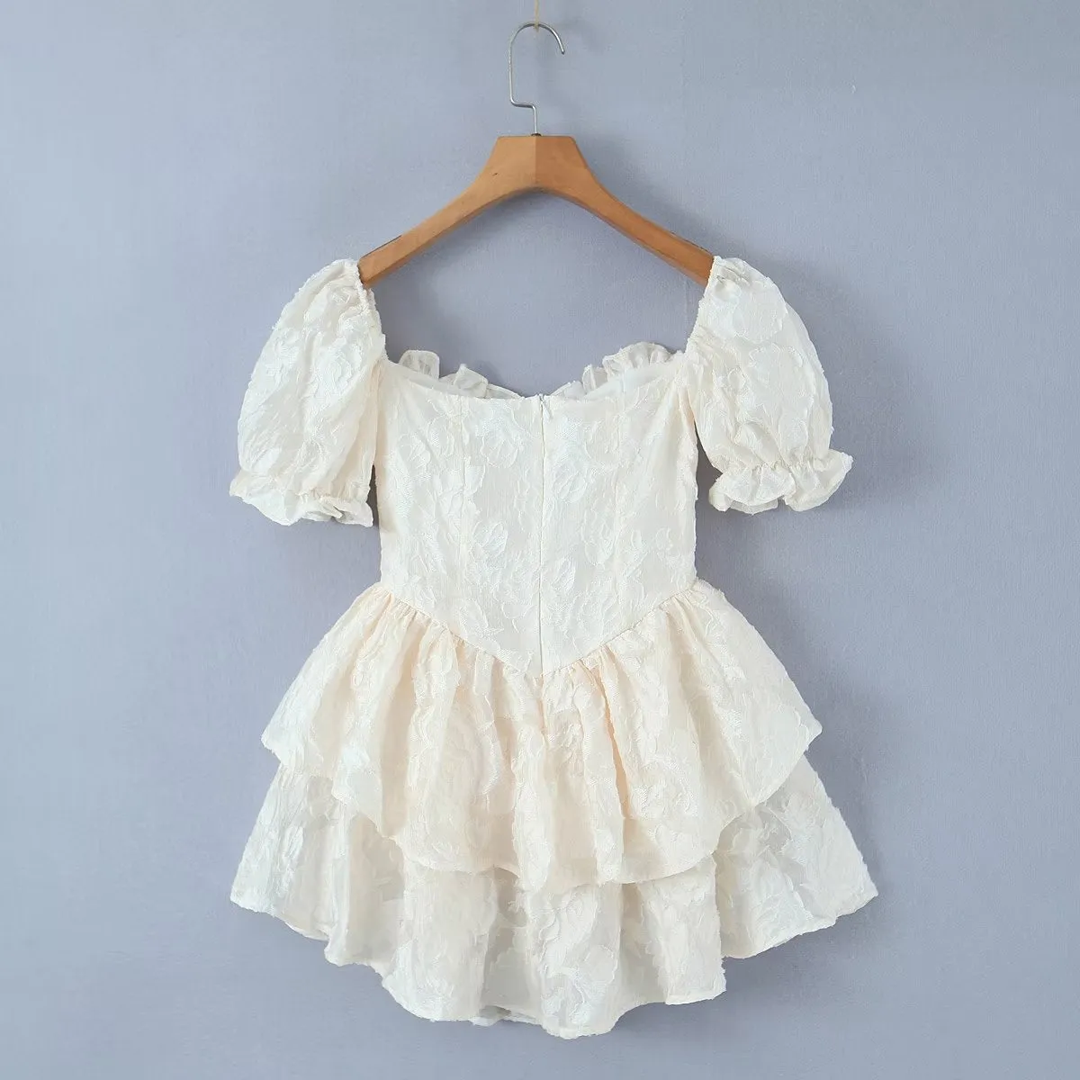 Girlary birthday outfit Spring and Summer New Jacquard Dress Puff Sleeve Princess Dress