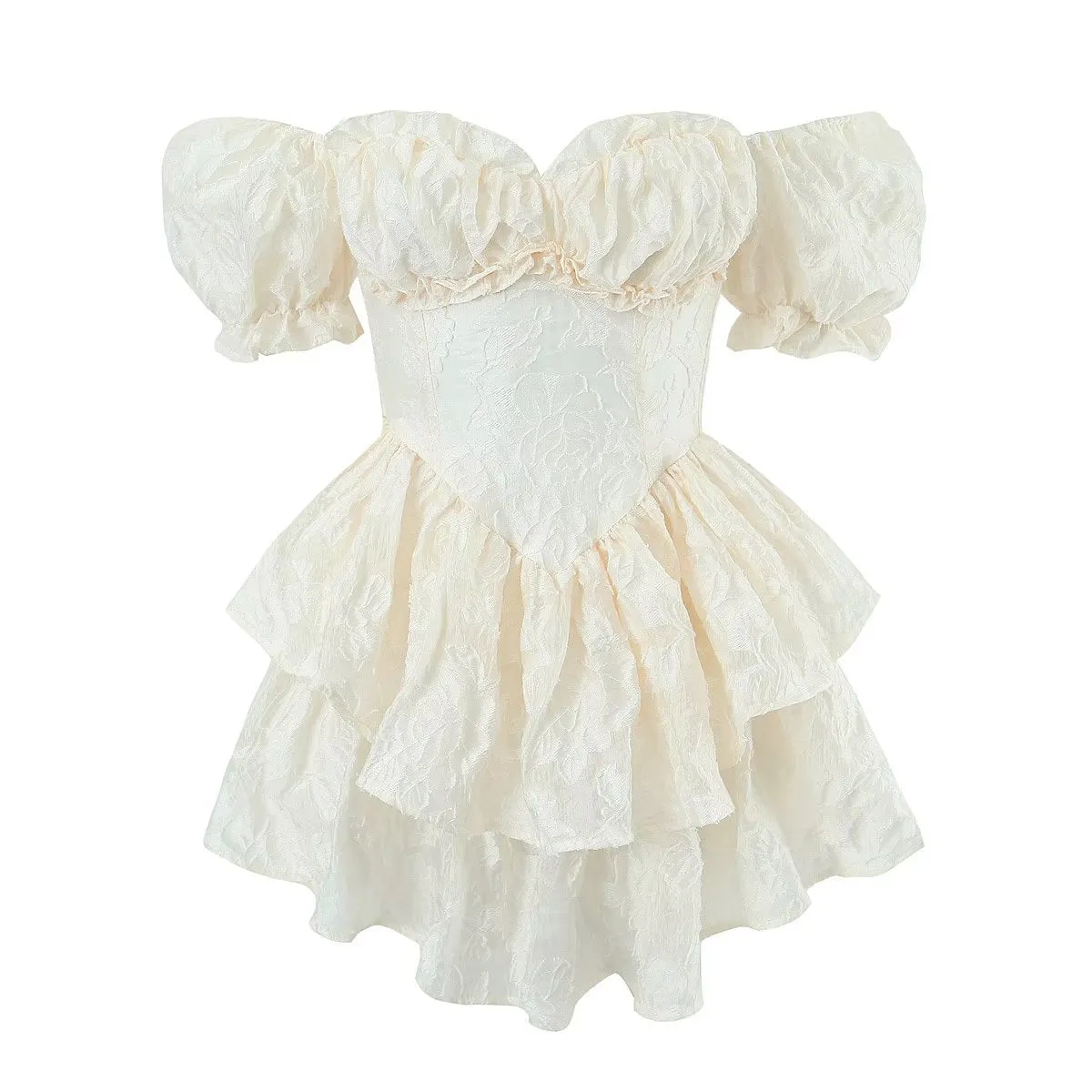 Girlary birthday outfit Spring and Summer New Jacquard Dress Puff Sleeve Princess Dress