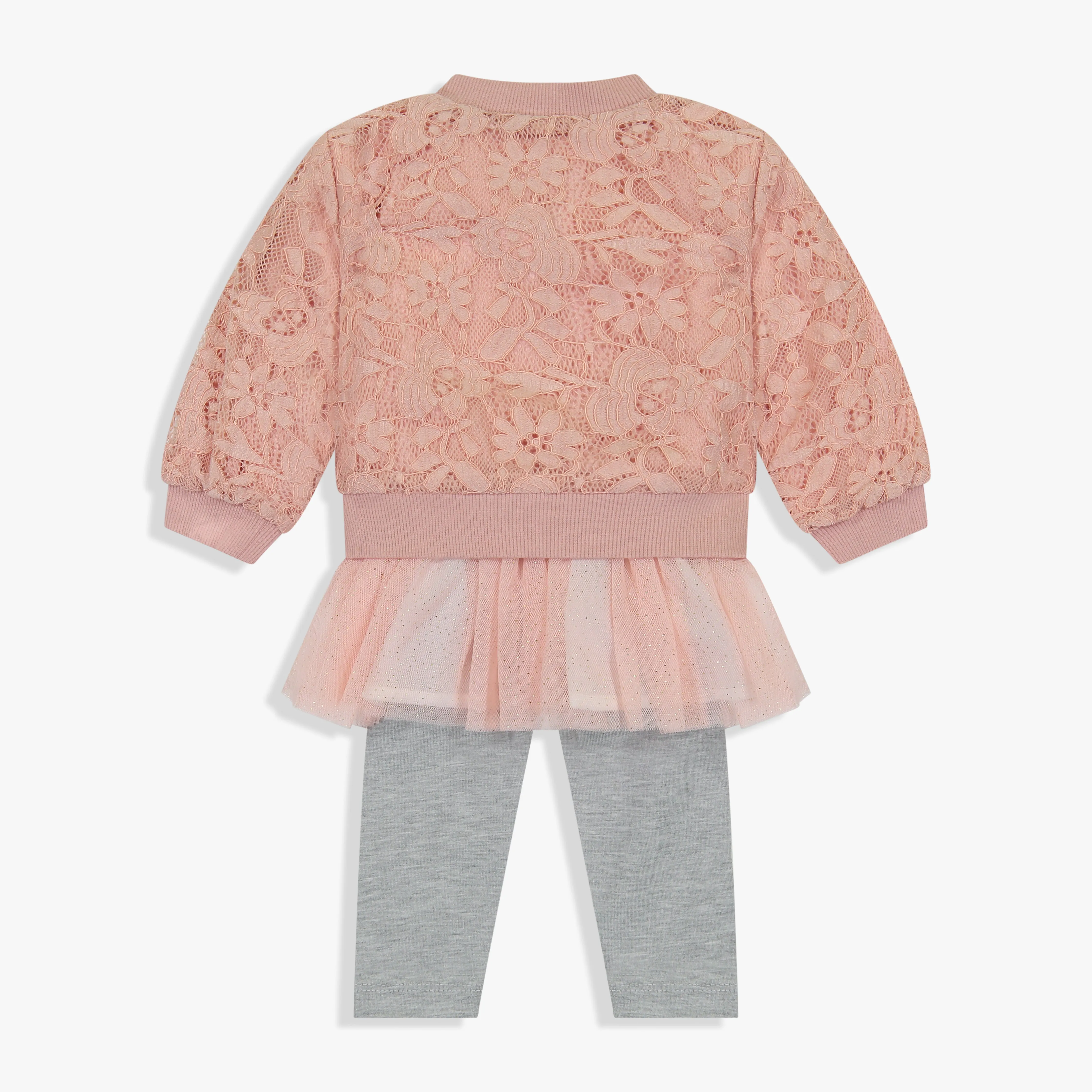 Girls Lace Bomber, Tutu Top & Legging Set