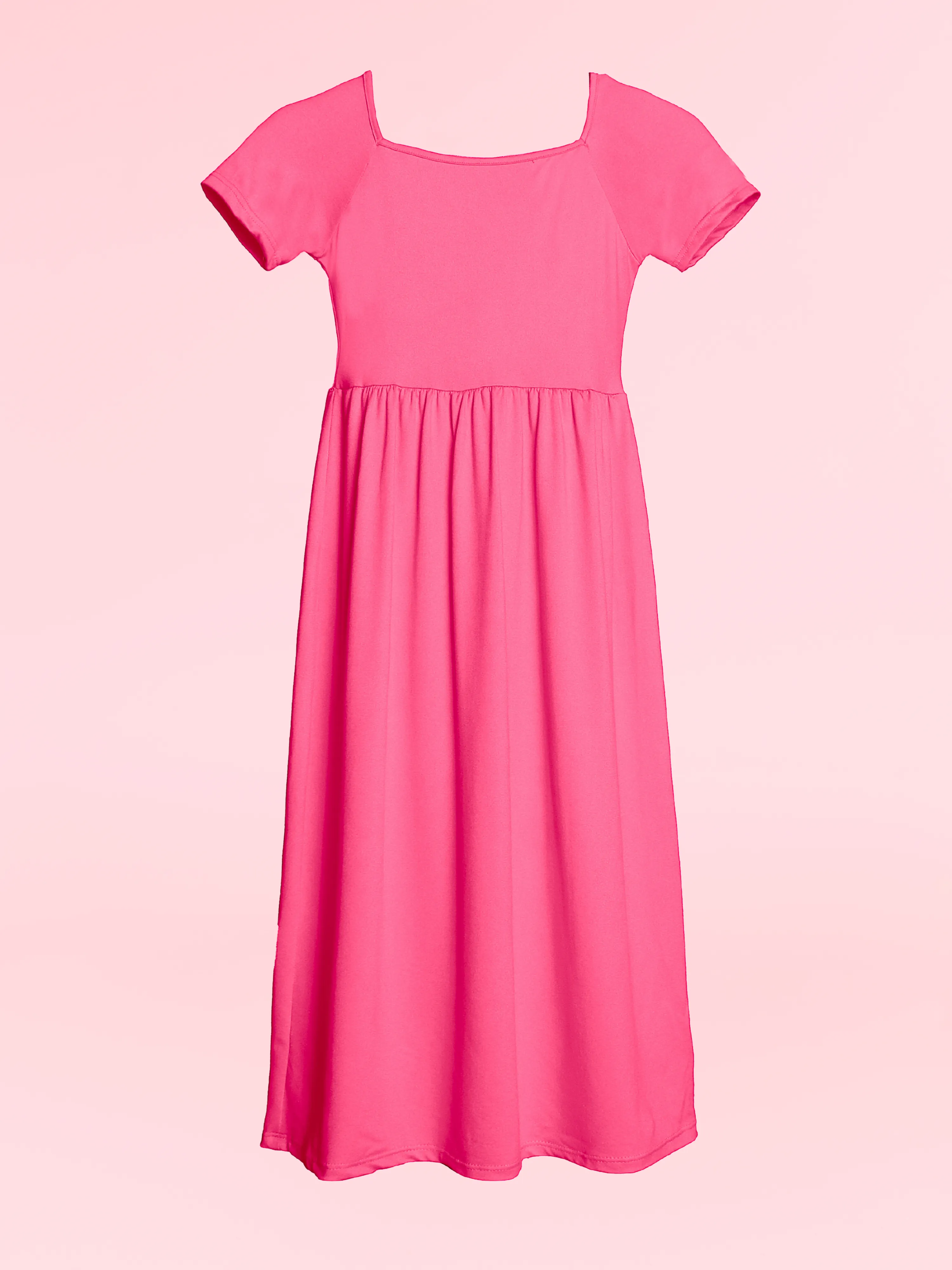 Girls Short Sleeve Pleated Maxi Dress