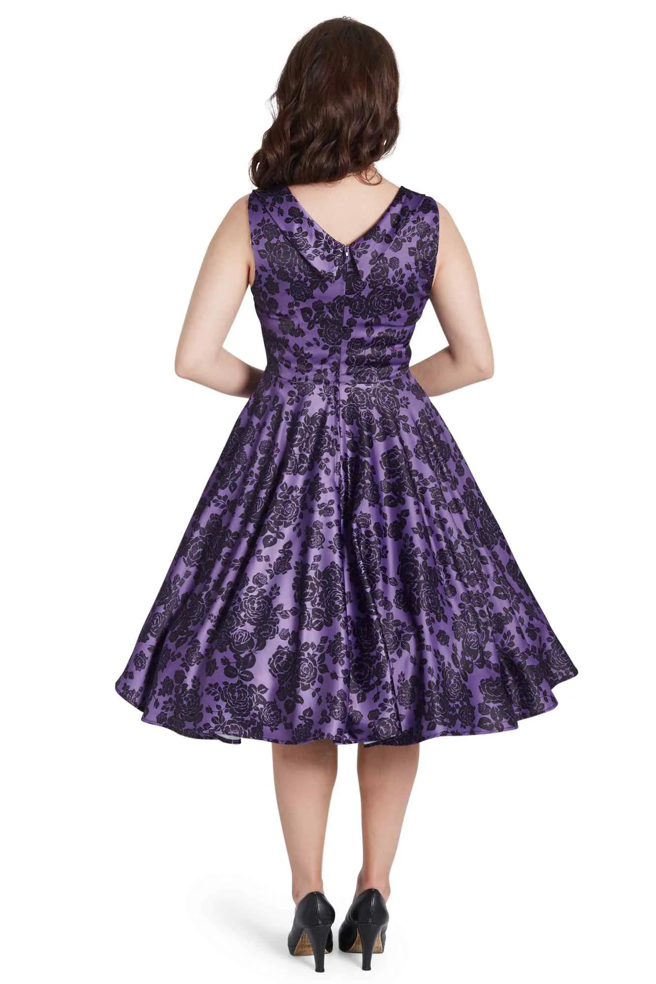 Grace Purple Rose Pleated Bust Dress