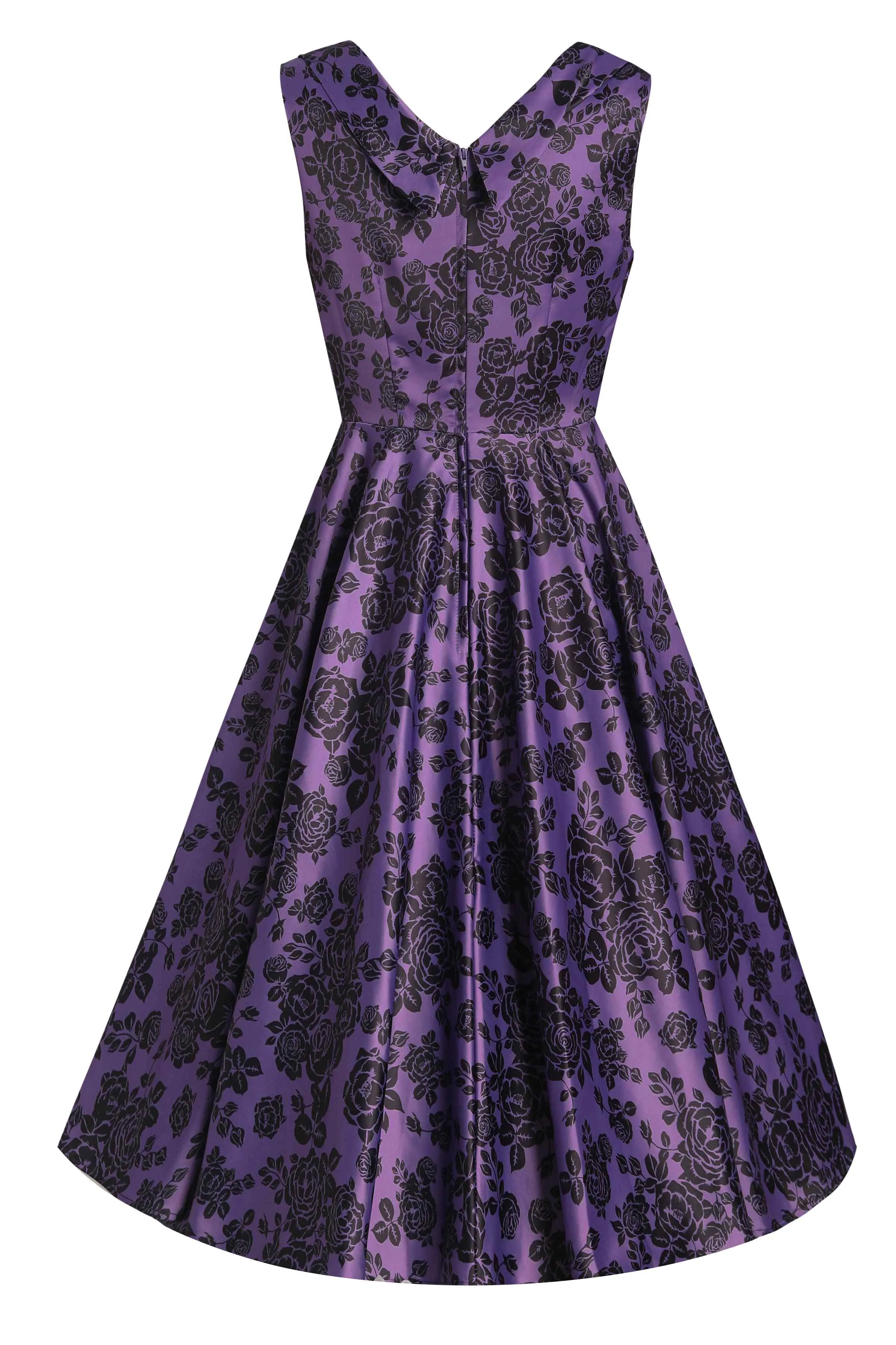 Grace Purple Rose Pleated Bust Dress