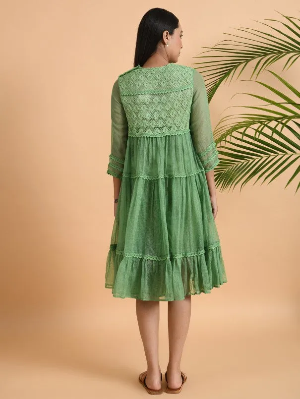 Green Lace Trimmed Kota Dress