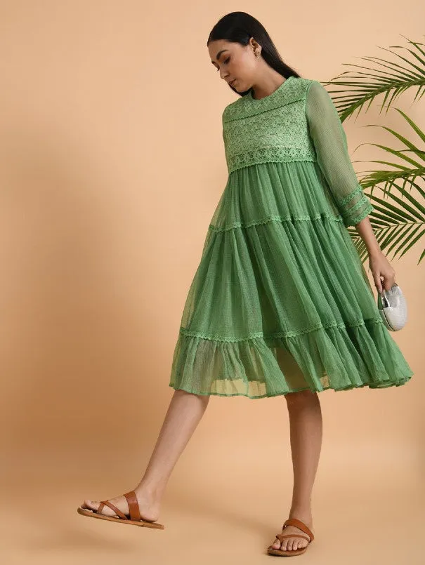 Green Lace Trimmed Kota Dress