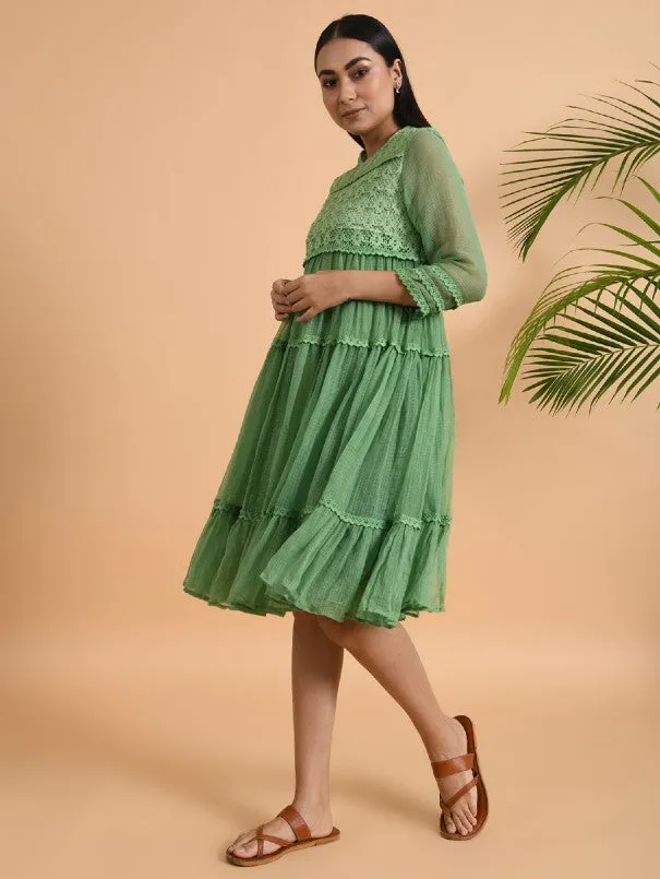 Green Lace Trimmed Kota Dress