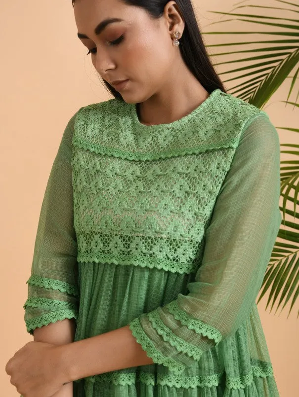 Green Lace Trimmed Kota Dress